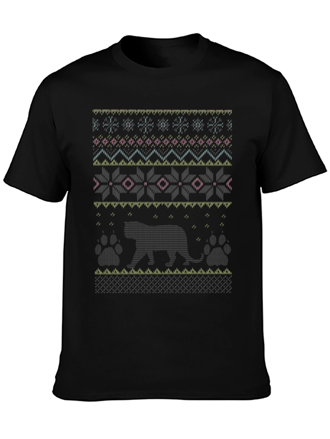 Black Otter Ugly Christmas Sweater T-Shirt view 3