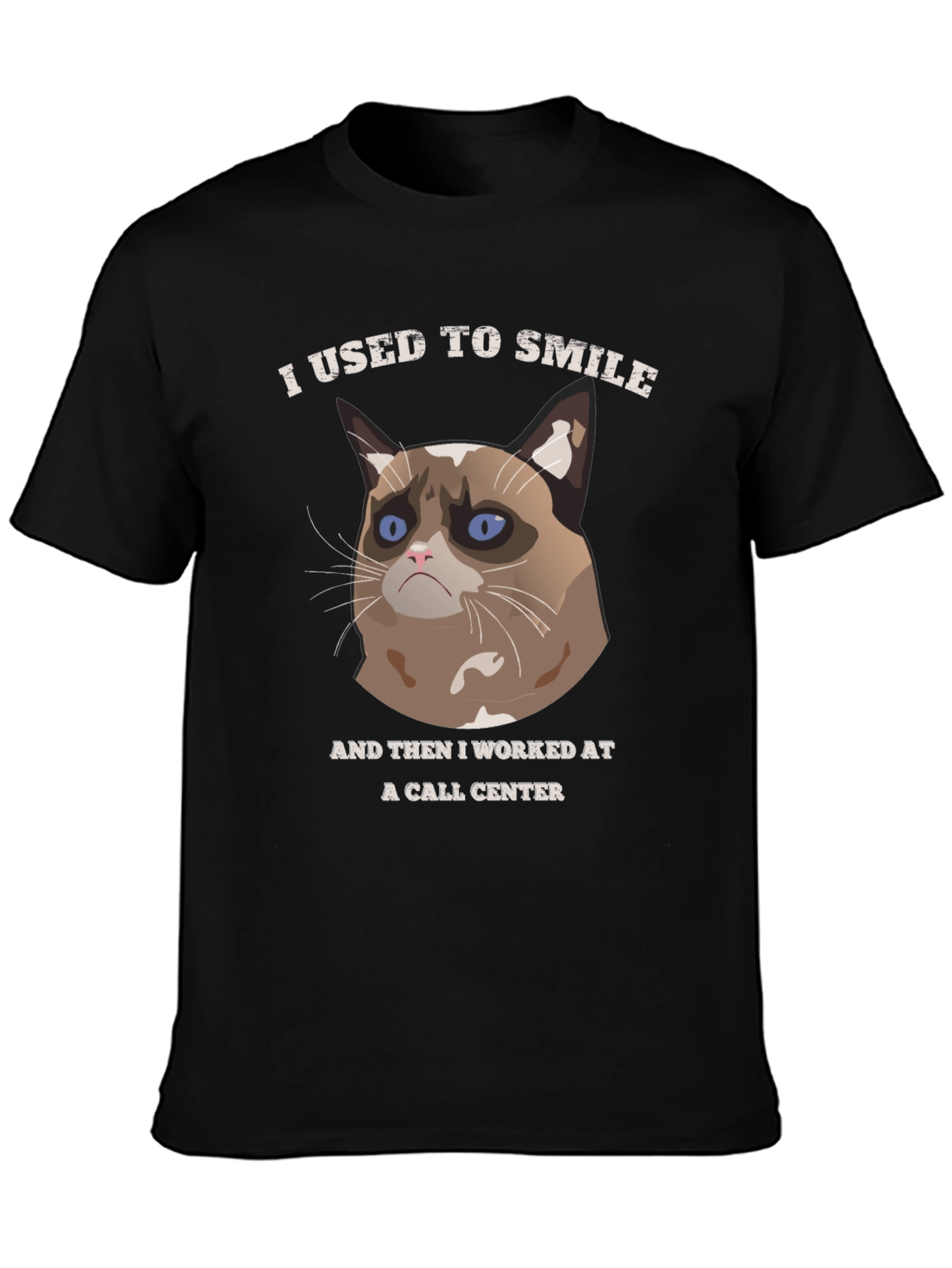 Black Grumpy Cat Call Center T-Shirt view 3