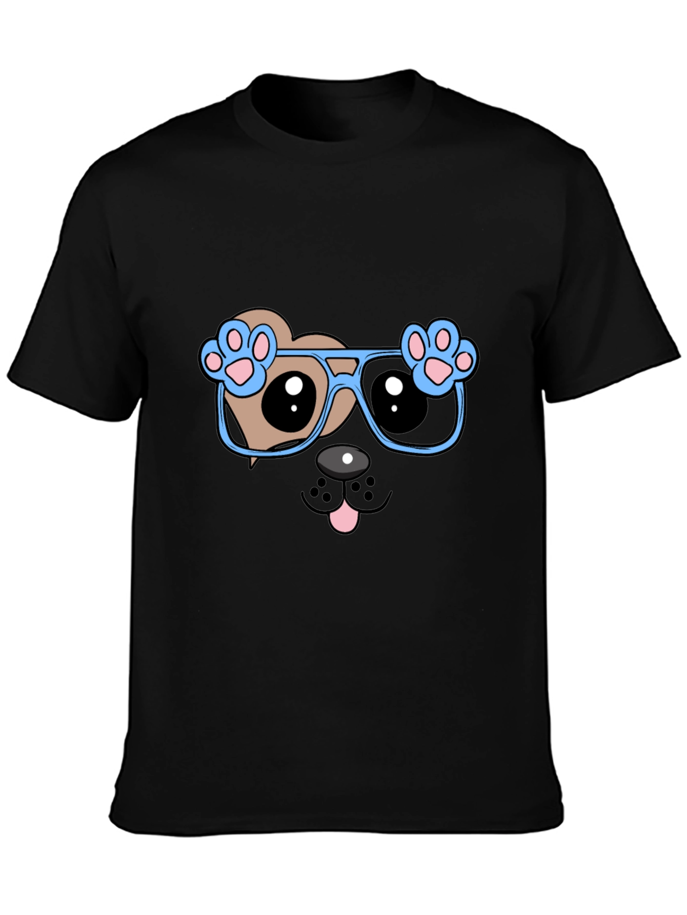 Black Cool Dog with Glasses Graphic Tee view 3