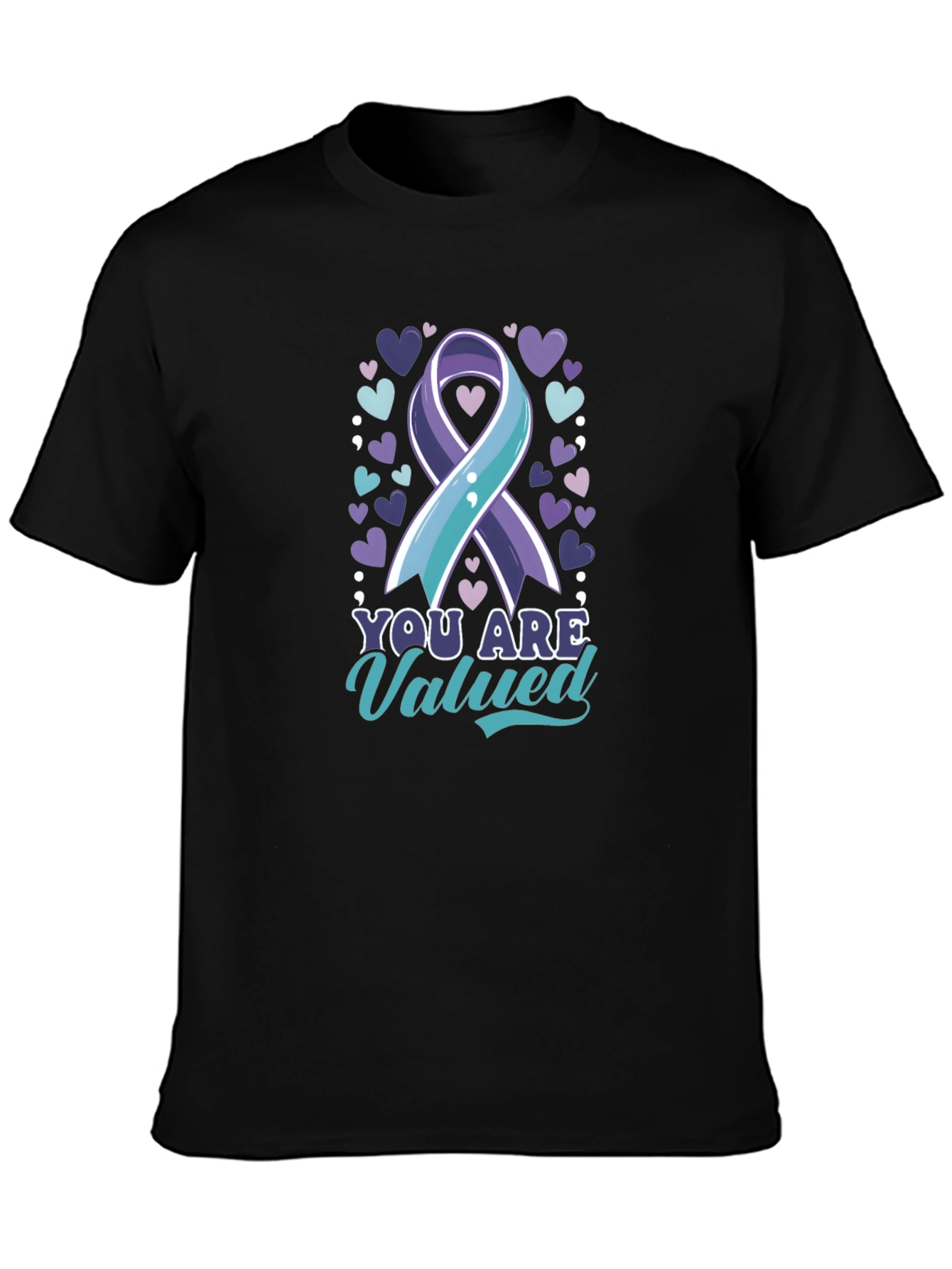 Black You Are Valued Suicide Prevention Awareness T-Shirt view 3