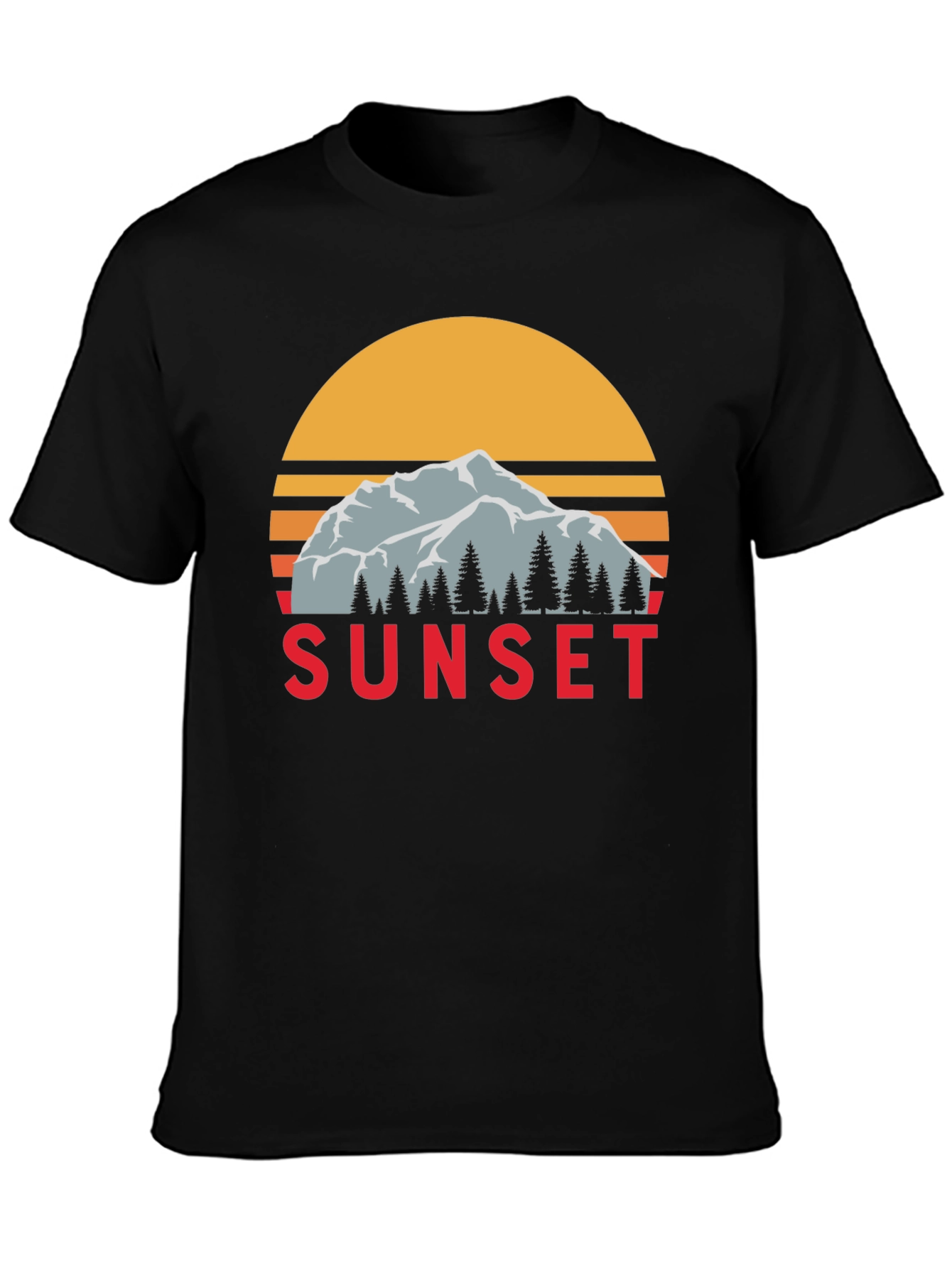 Black Sunset Mountain Graphic Tee - Retro Style view 3