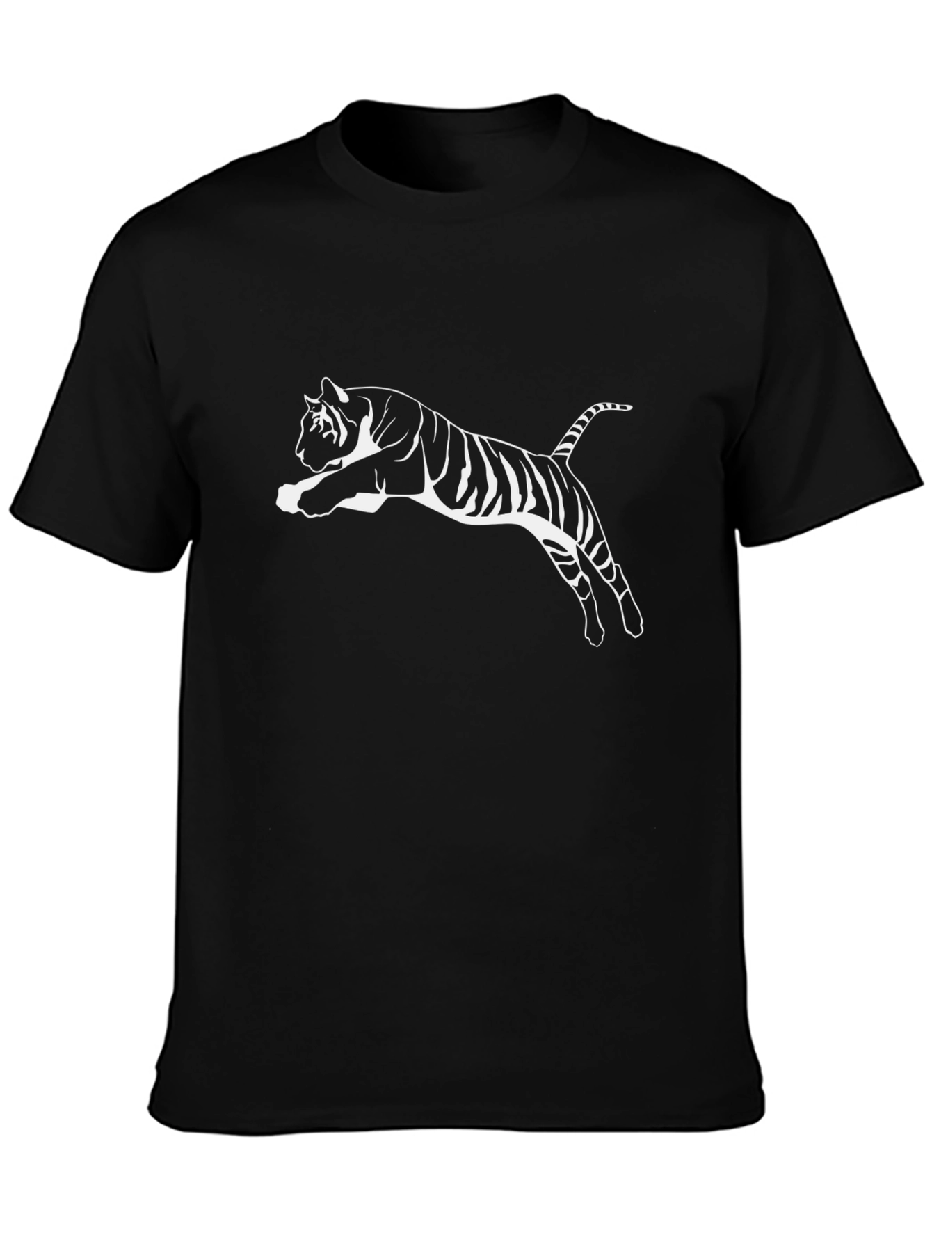 Black Black T-Shirt with White Tiger Graphic view 3