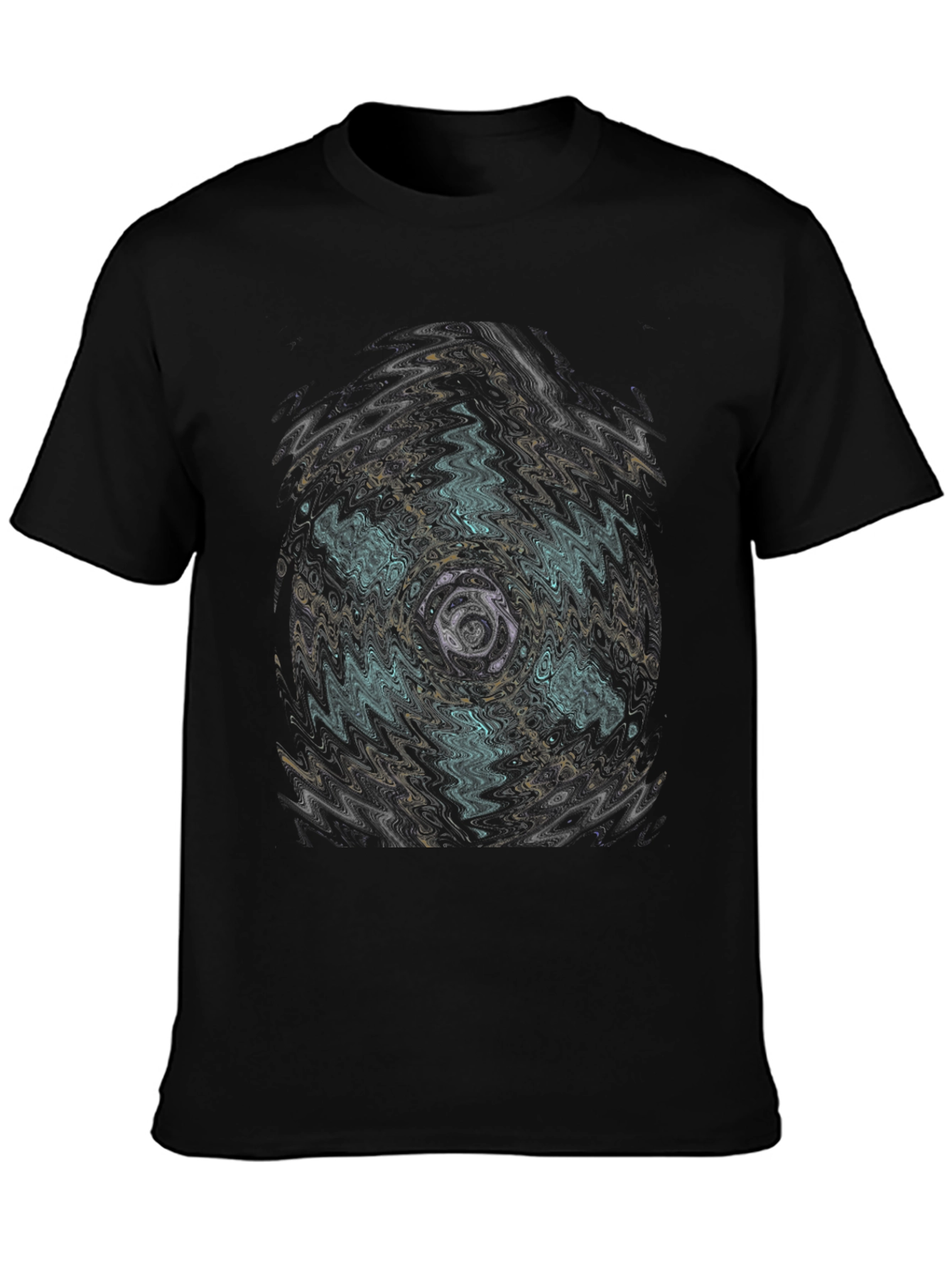 Black Abstract Vortex Graphic Black T-Shirt view 3