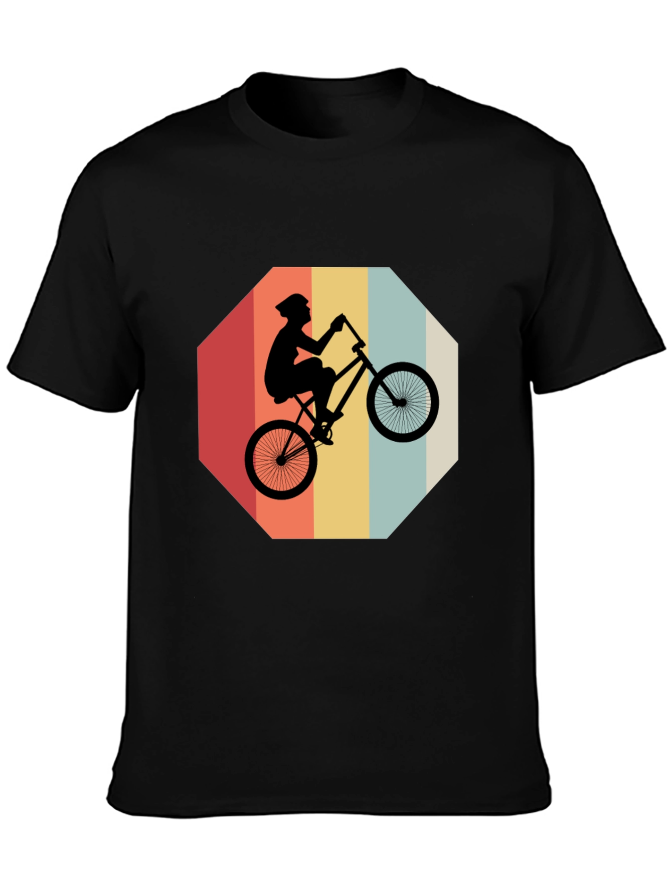 Black Retro Bike Rider Graphic Tee - Black Cotton Blend view 3