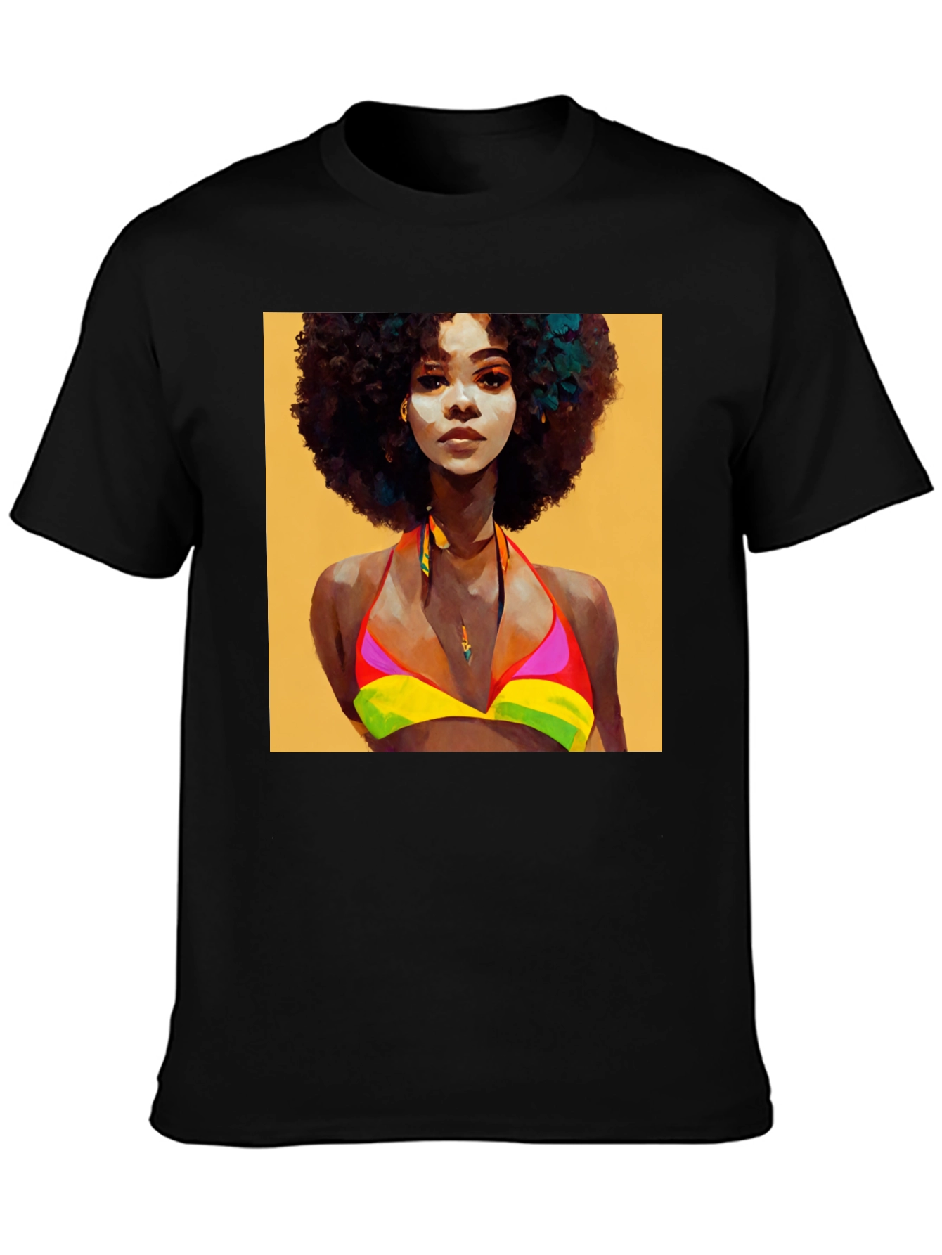Black Afro Woman Art Graphic T-Shirt view 3