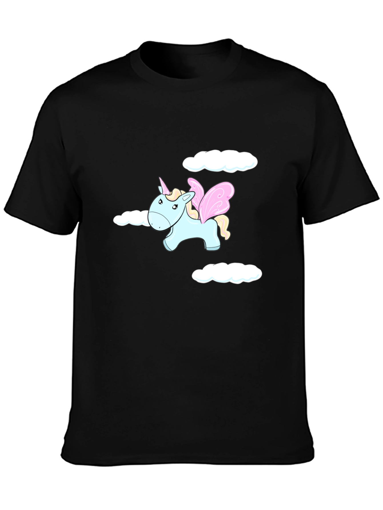 Black Unicorn Dreams Men's Black T-Shirt view 3