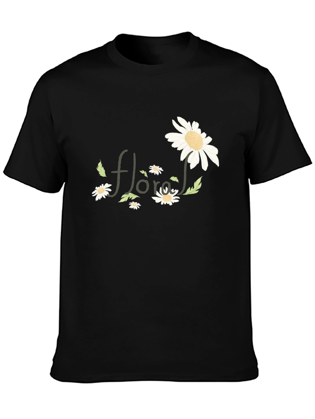 Black Floral Graphic Black T-Shirt for Men view 3