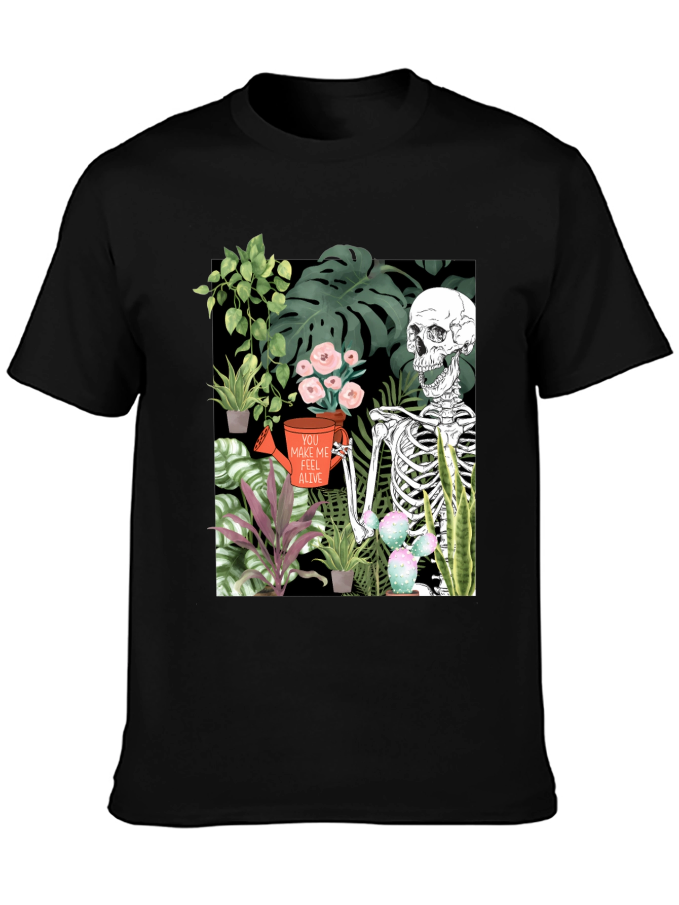 Black Skeleton Gardener Graphic Tee - Make Me Feel Alive Shirt view 3