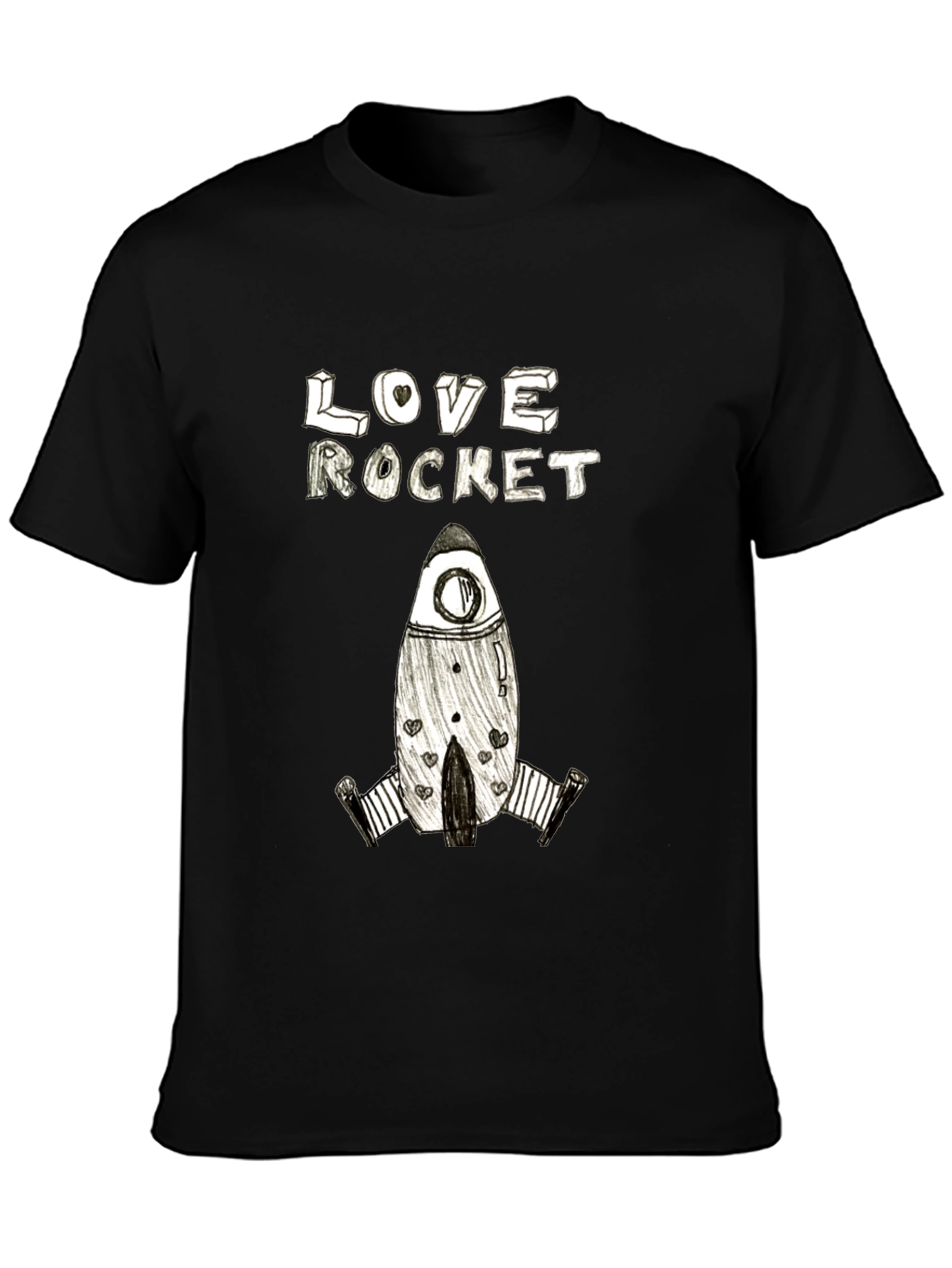 Black Love Rocket Graphic Tee - Black Cotton Blend view 3