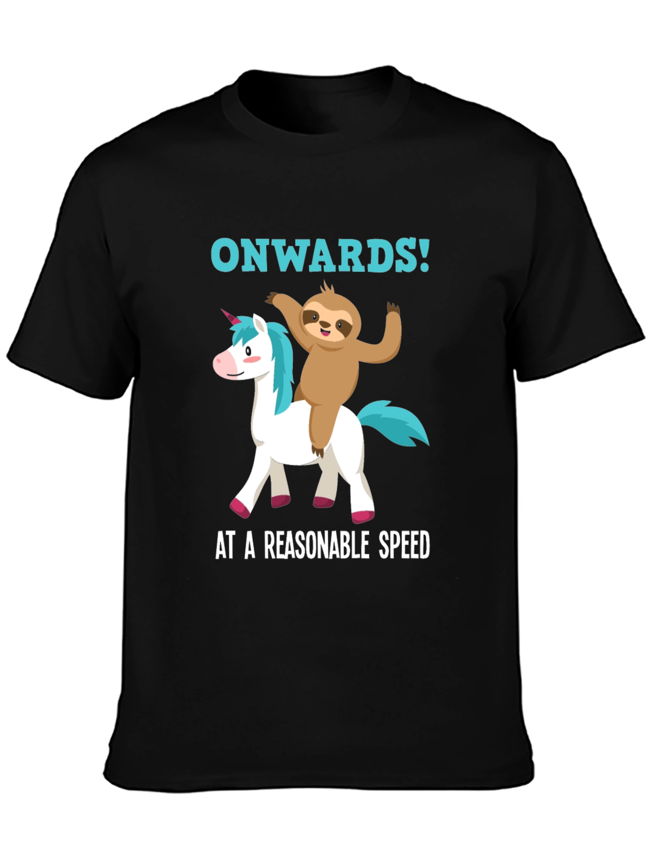 Black Sloth Riding Unicorn T-Shirt - Reasonable Speed view 3