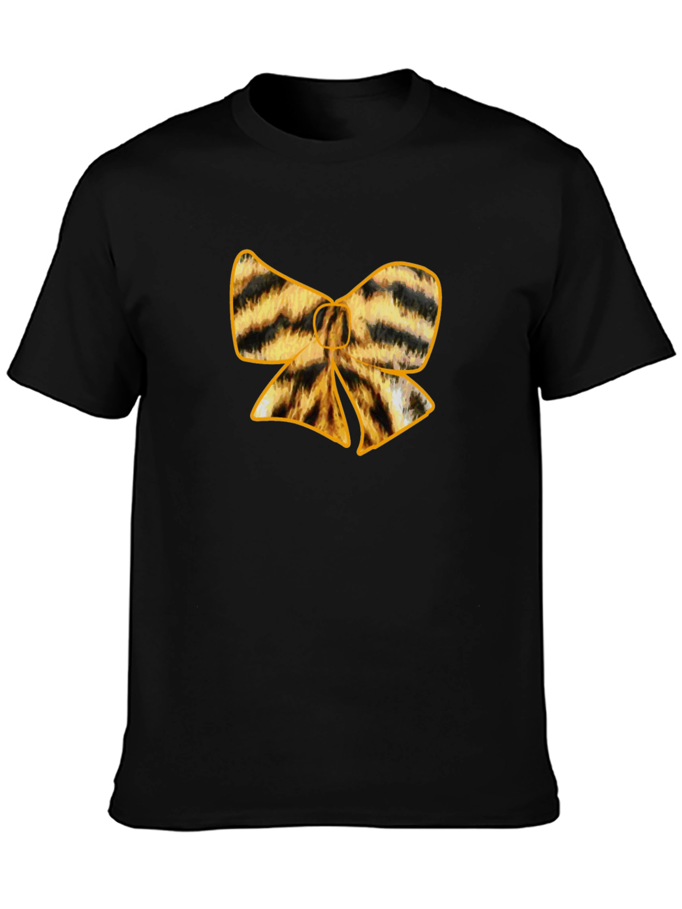 Black Striped Bow Tie Graphic Tee - Stylish Black T-Shirt view 3