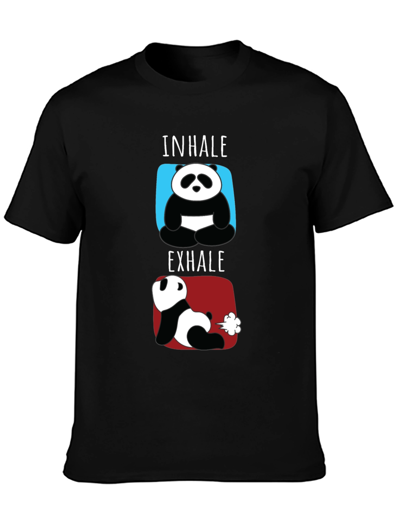 Black Inhale Exhale Funny Panda T-Shirt view 3