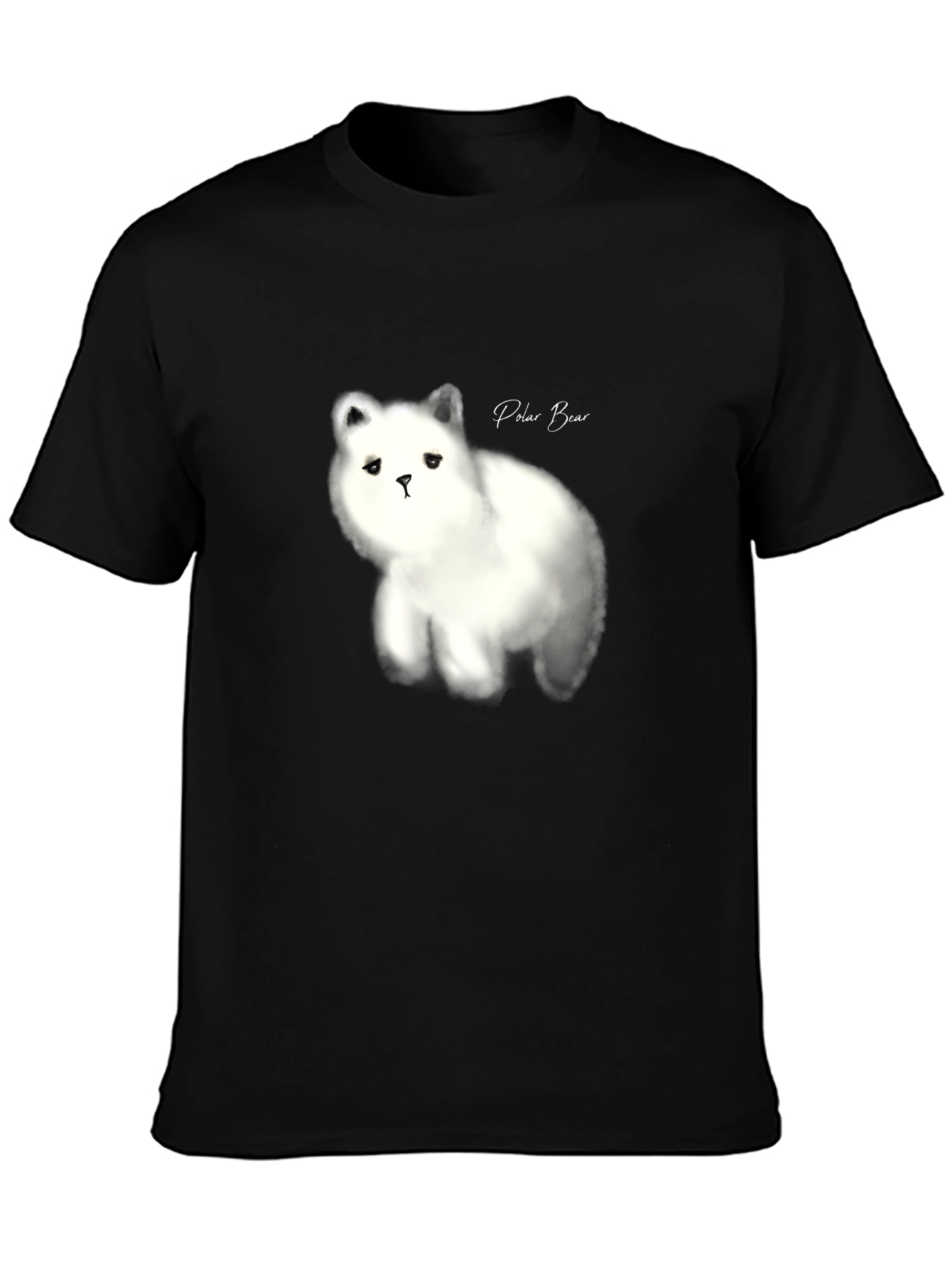 Black Polar Bear Graphic Black T-Shirt view 3