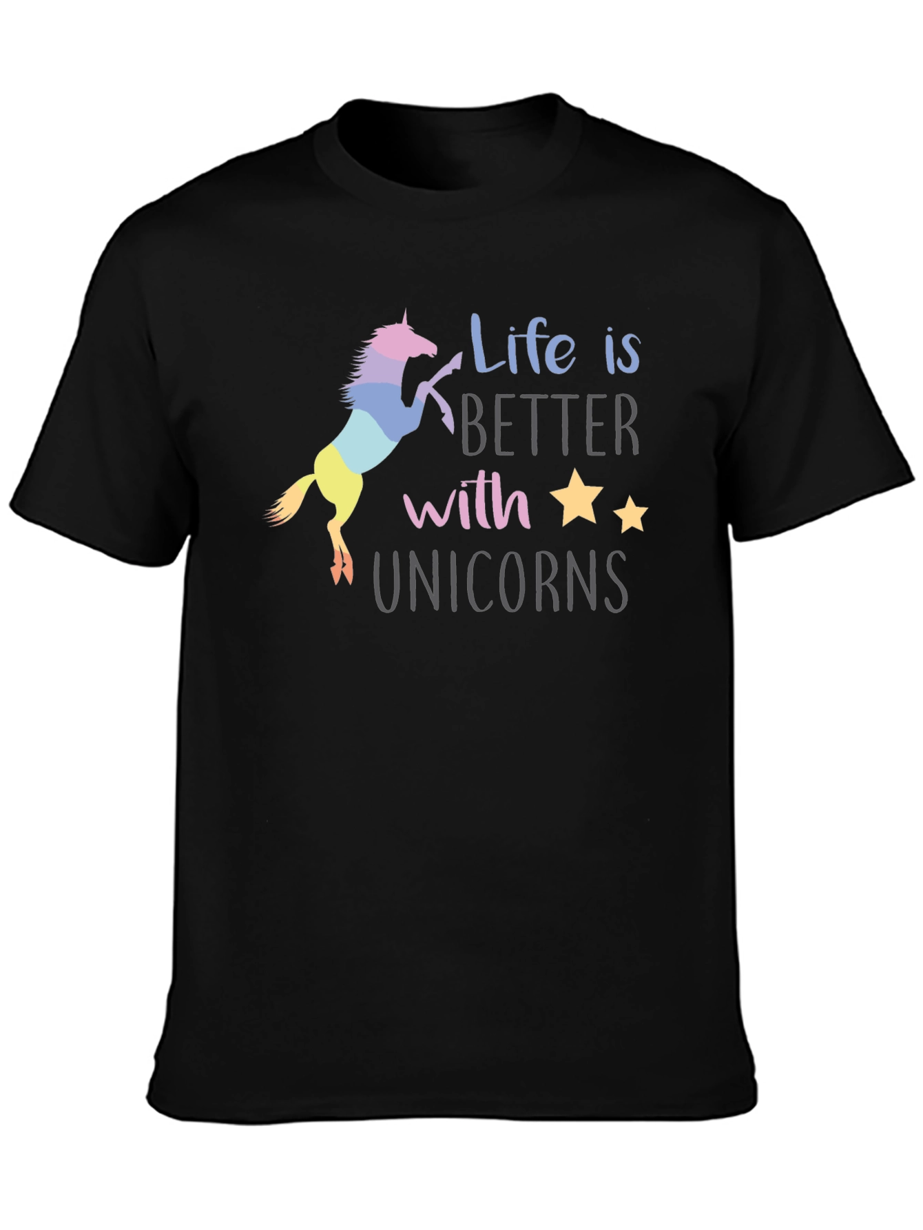 Black Unicorn Life T-Shirt - Magical Graphic Tee view 3