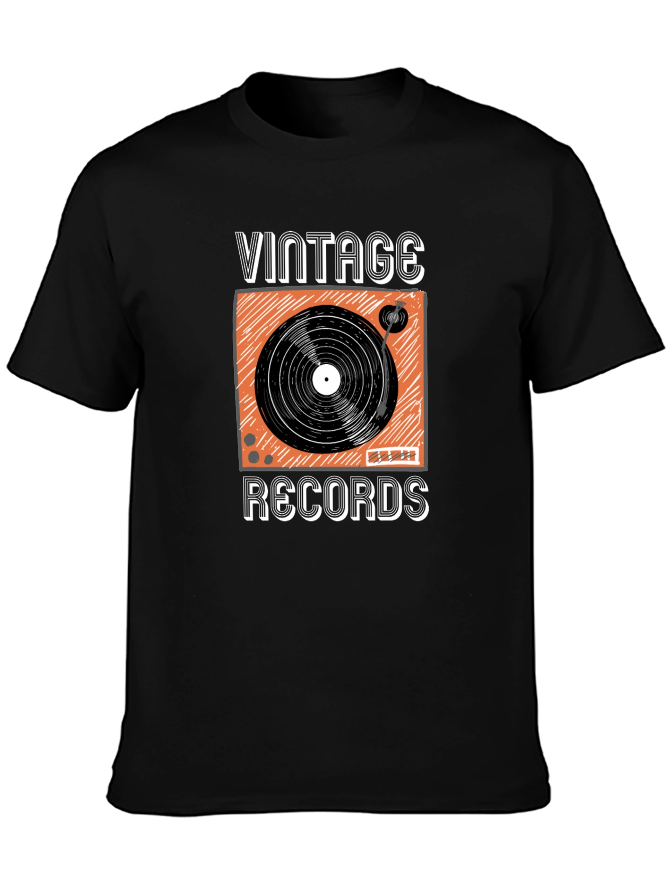 Black Vintage Records Graphic T-Shirt - Classic Retro Style view 3