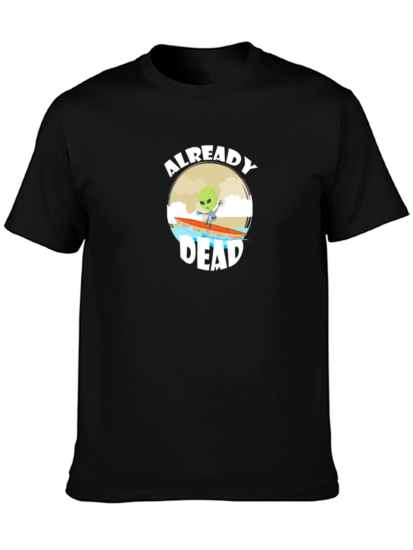 Black Already Dead Alien Surfing T-Shirt view 3