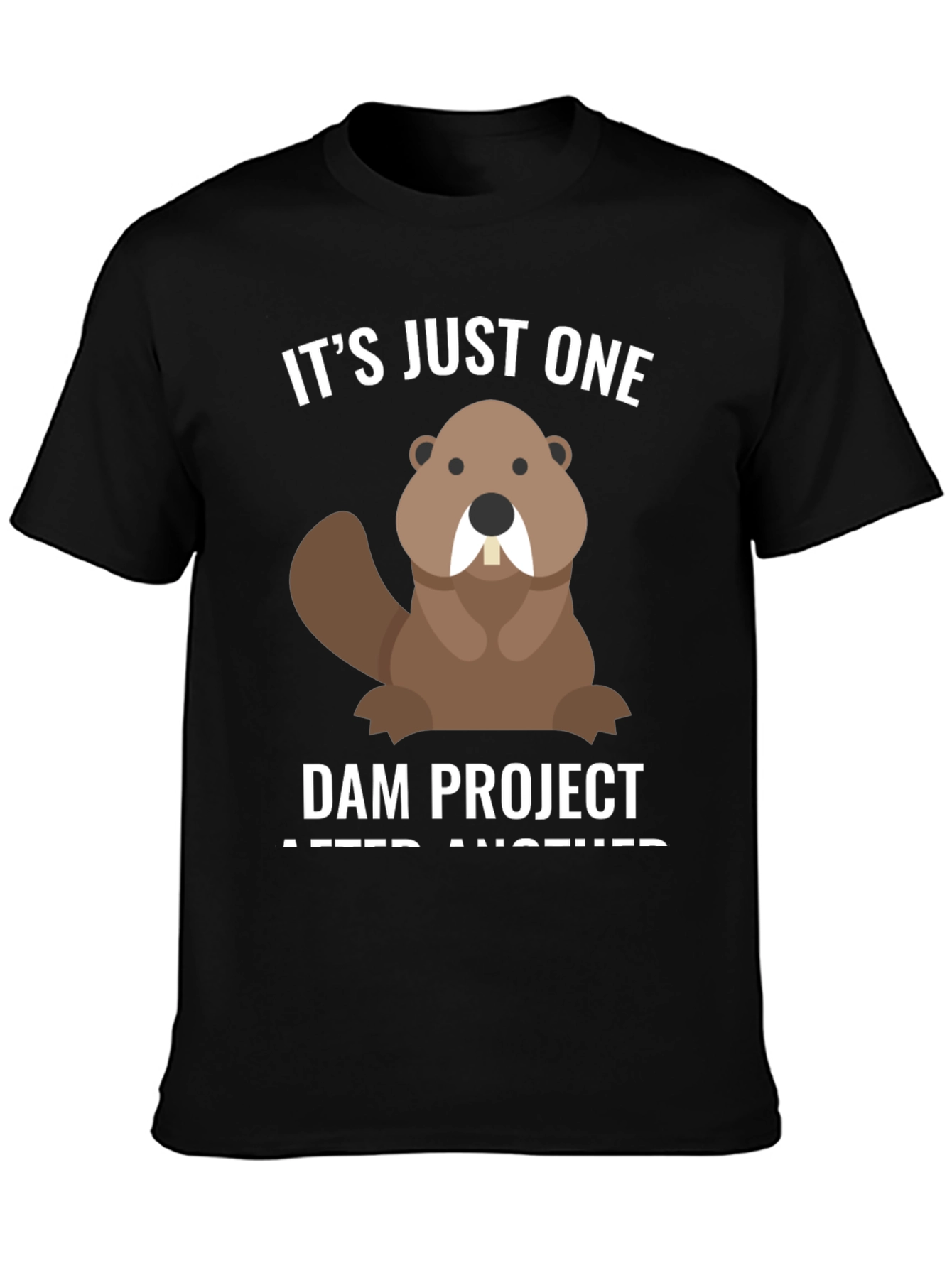Black Funny Beaver T-Shirt - Dam Project Tee view 3