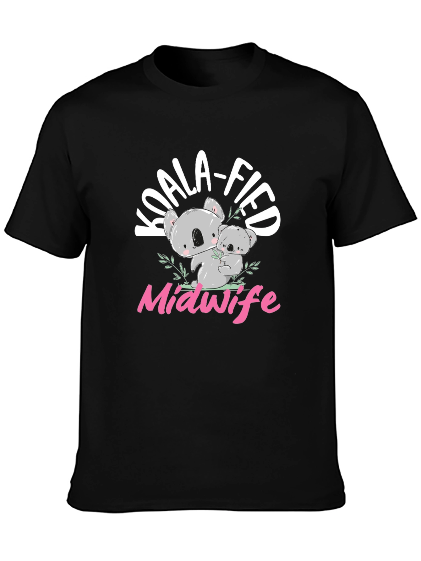 Black Koala-fied Midwife T-Shirt - Cute Koala Bear Design view 3