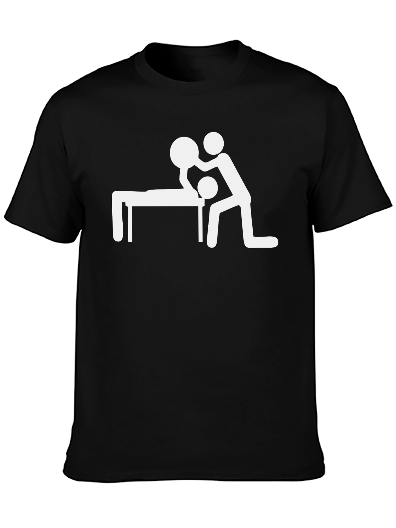Black Massage Humor Tee - Funny Stick Figure Shirt view 3