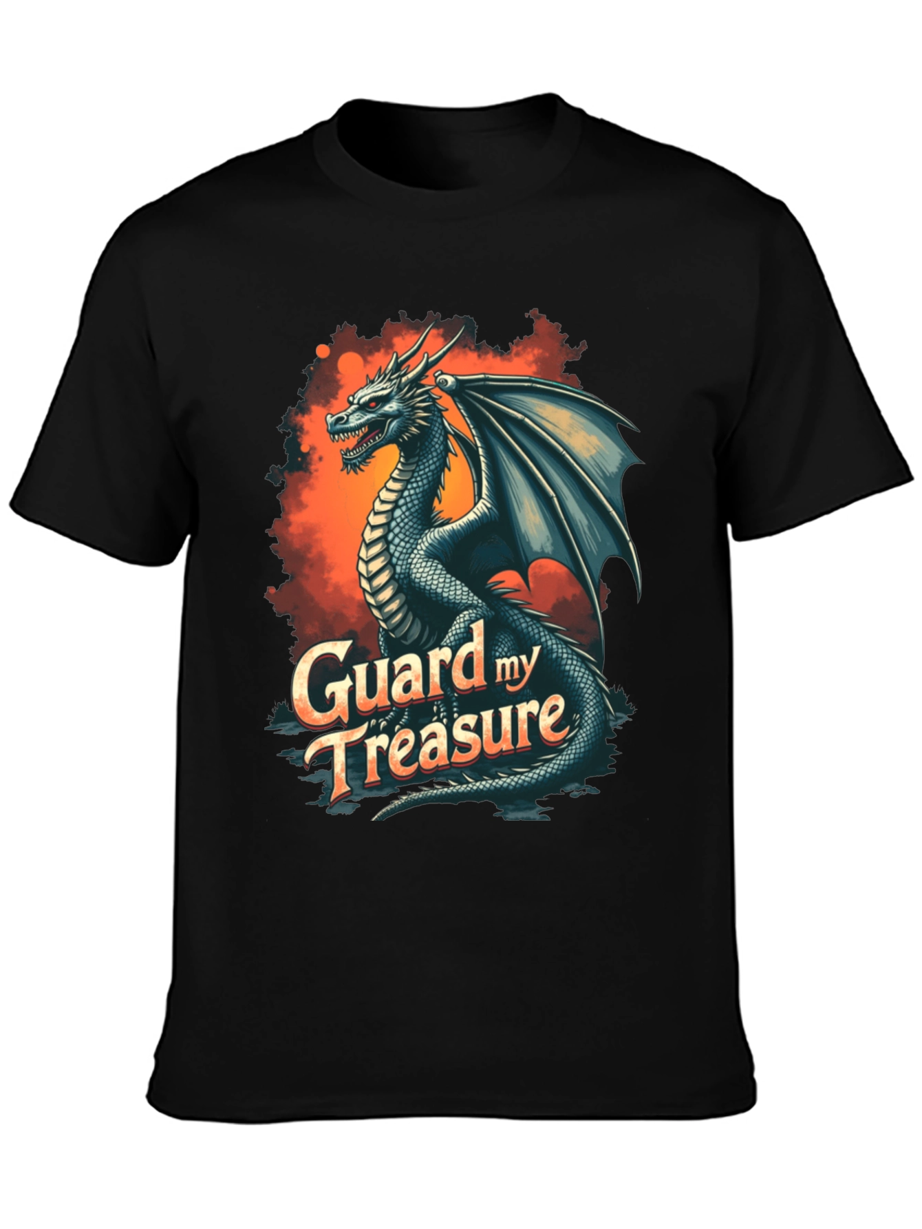 Black Dragon Guard My Treasure Graphic T-Shirt view 3