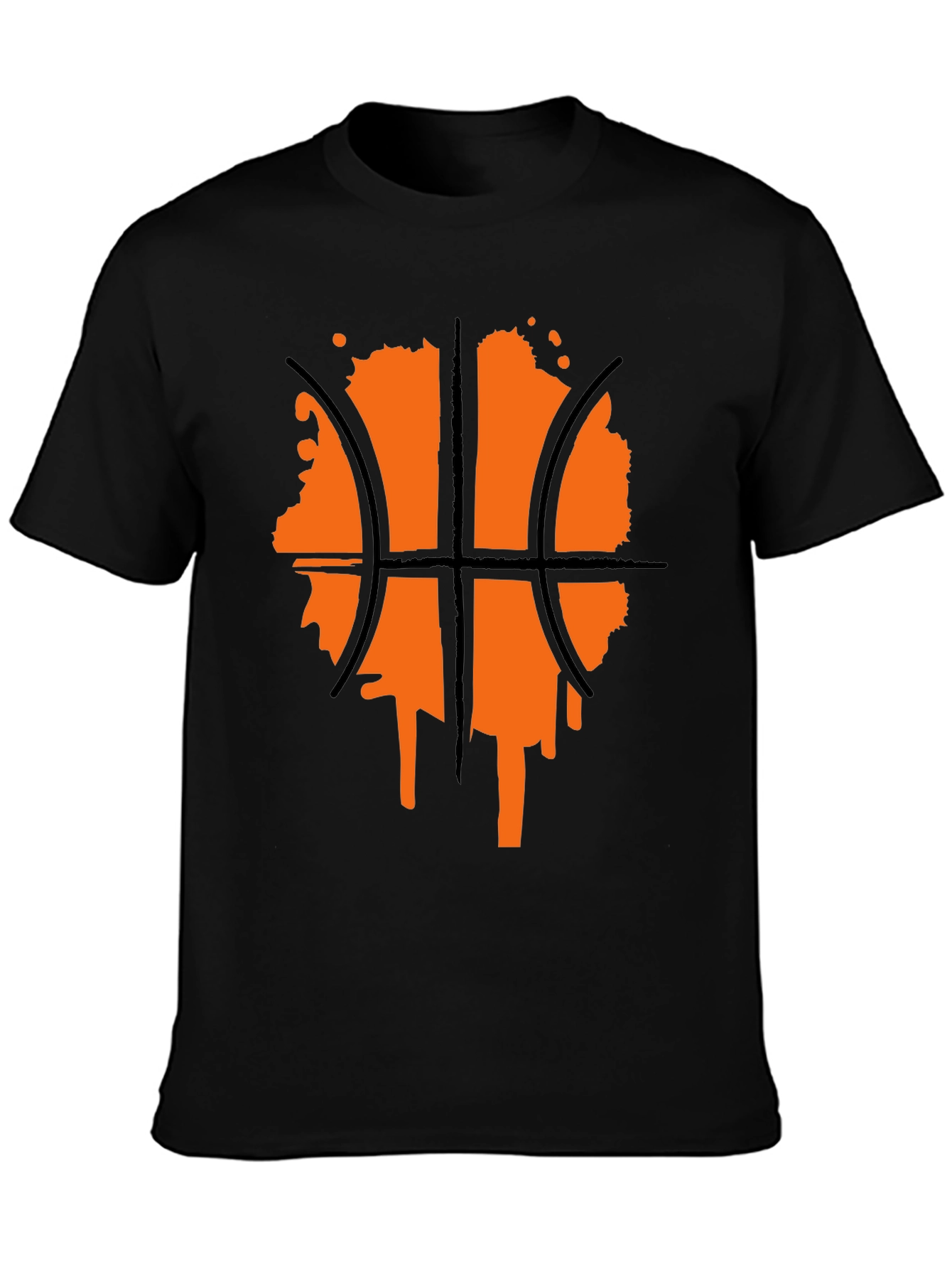Black Basketball Graphic Tee - Black Crew Neck Shirt view 3