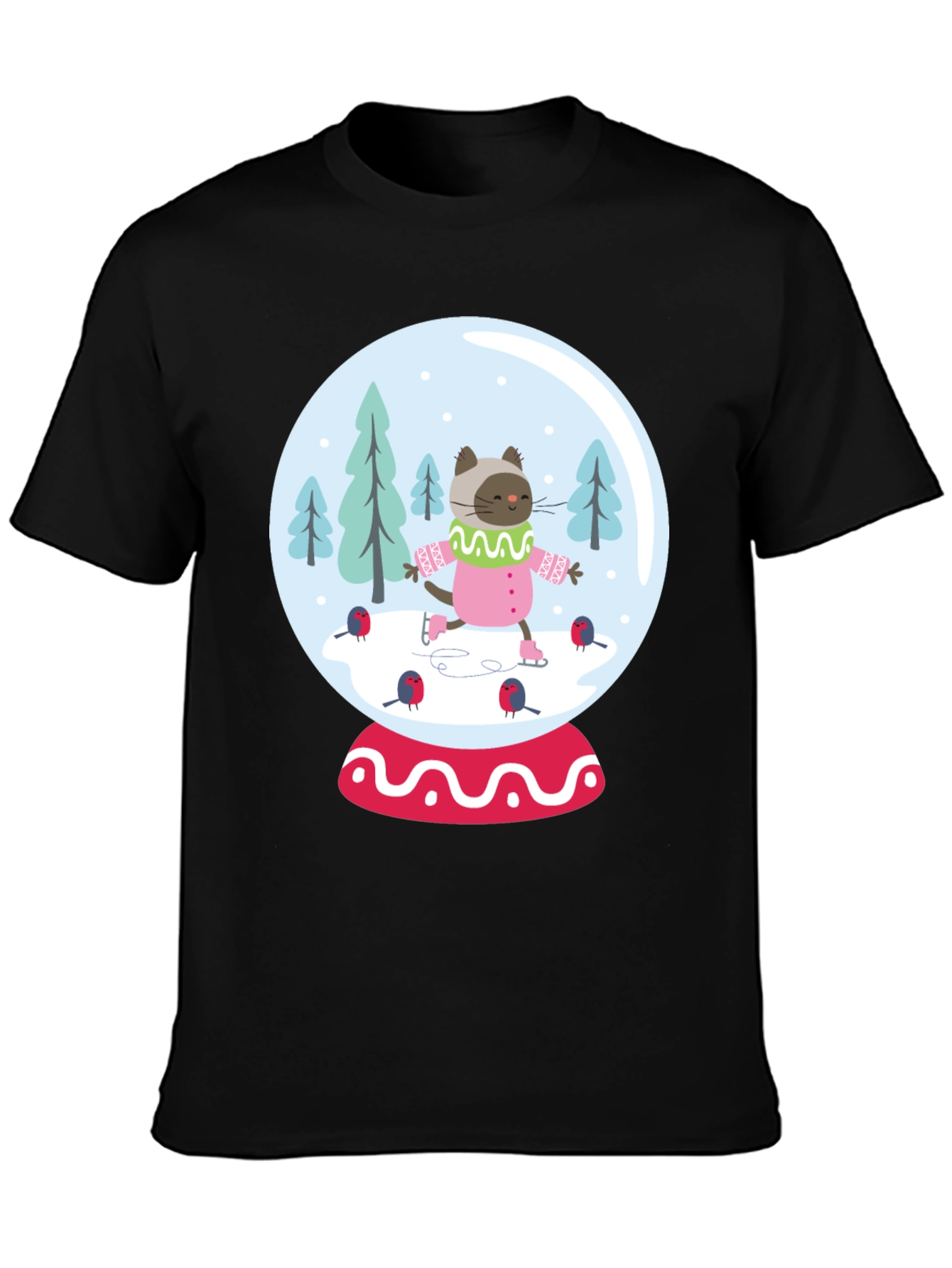 Black Cat Snow Globe Graphic Tee - Black Cotton Blend view 3