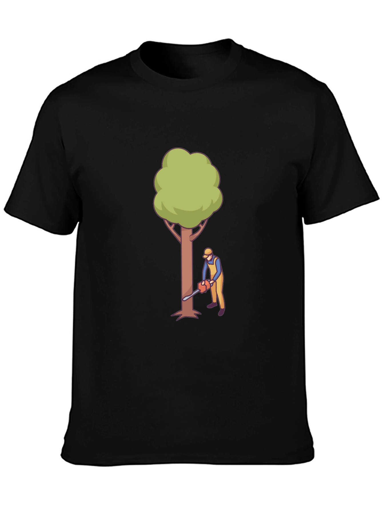 Black Tree Felling Graphic Tee - Black Cotton T-Shirt view 3
