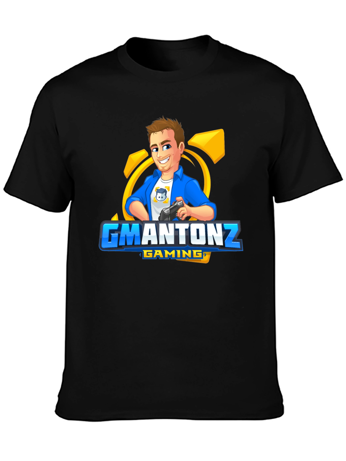 Black GMANTONZ Gaming Black T-Shirt view 3
