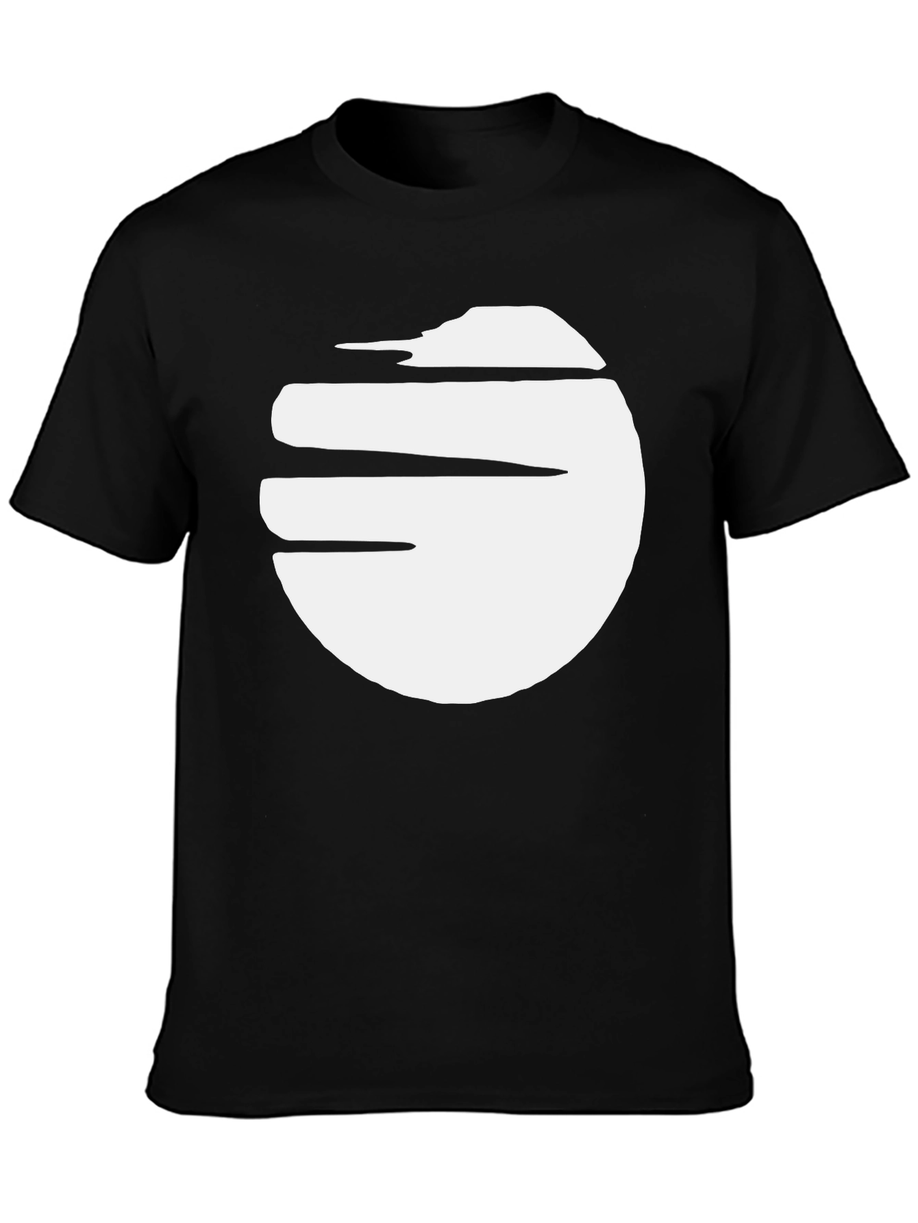 Black Men's Black T-Shirt with White Graphic Print view 3