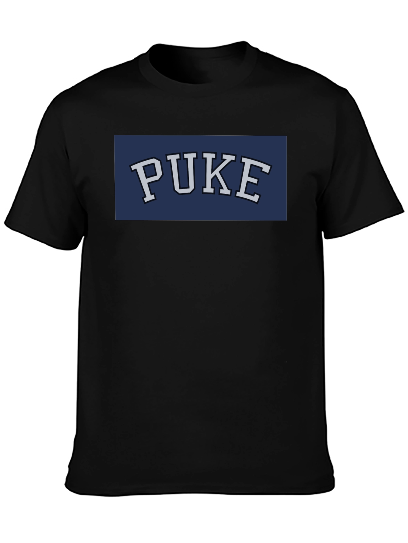 Black PUKE Graphic Tee - Funny College Humor T-Shirt view 3