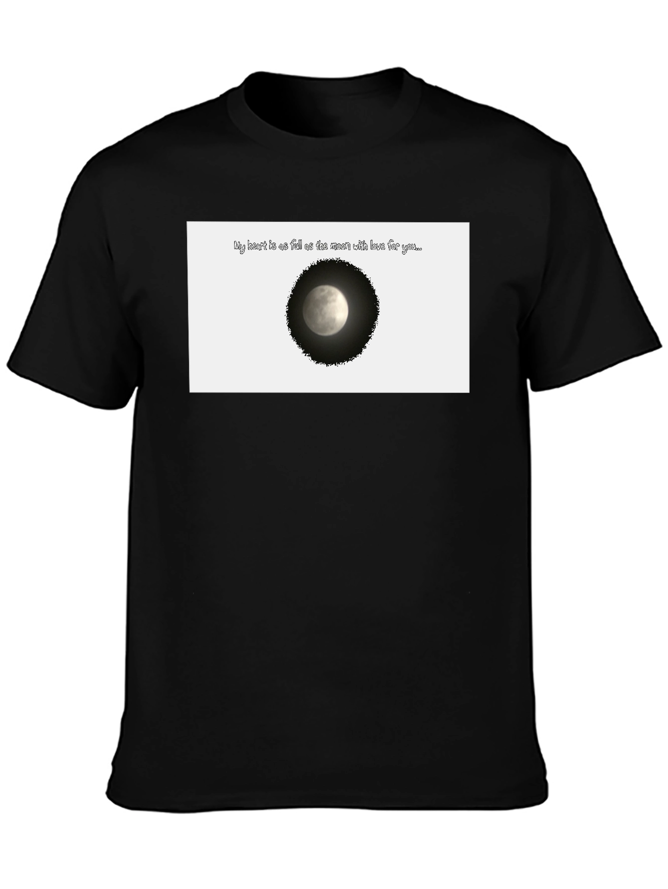 Black Moon Love T-Shirt - Heart Full of Love Design view 3