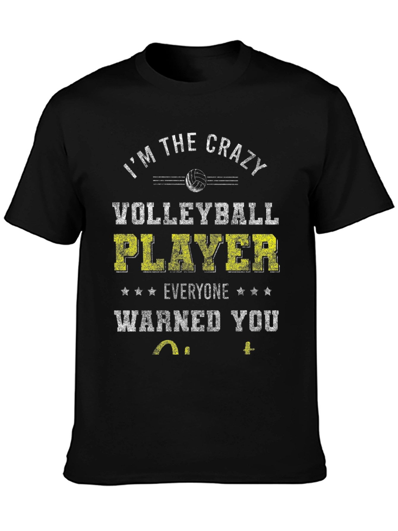 Black Crazy Volleyball Player T-Shirt view 3