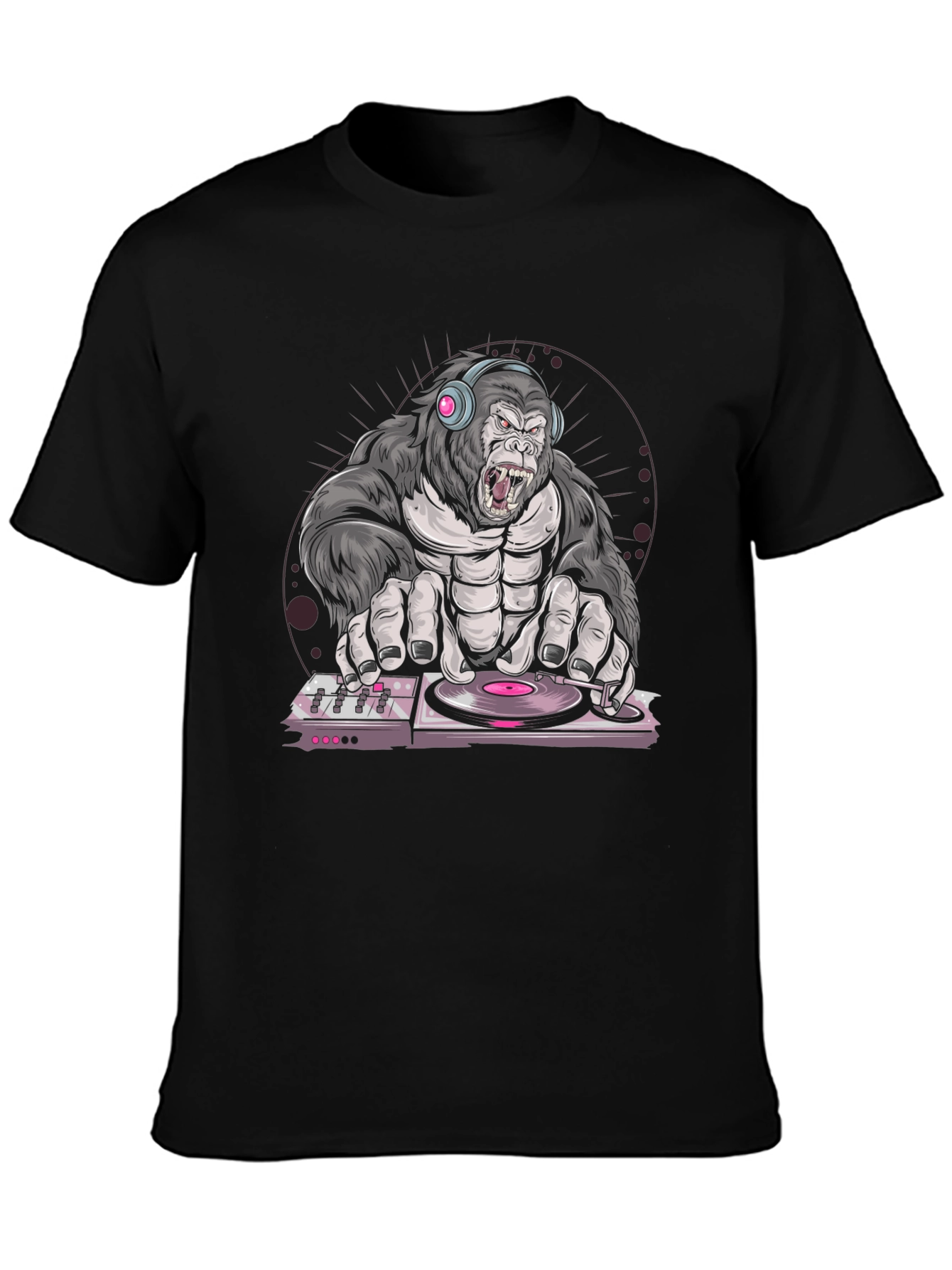 Black DJ Gorilla Graphic T-Shirt view 3