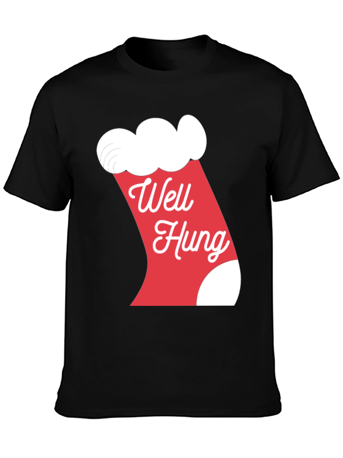 Black Well Hung Christmas Stocking Graphic T-Shirt view 3
