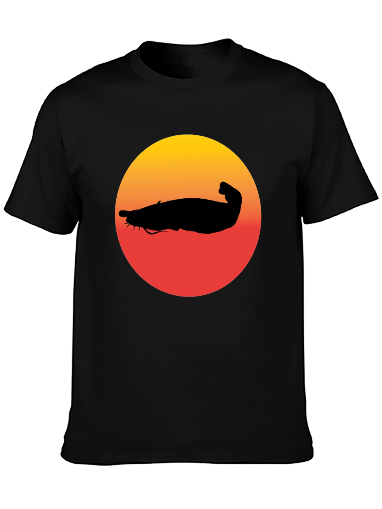 Black Catfish Sunset Graphic Tee - Unique Design view 3