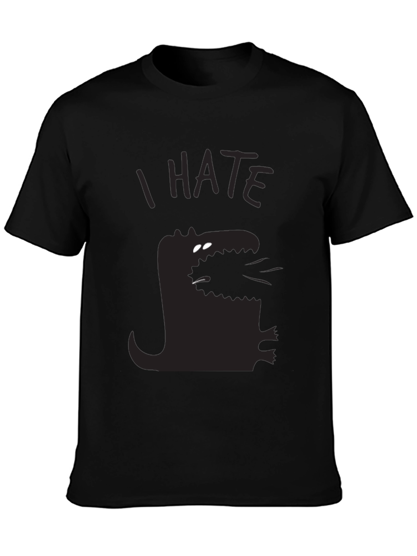 Black I Hate Dinosaur Black T-Shirt view 3