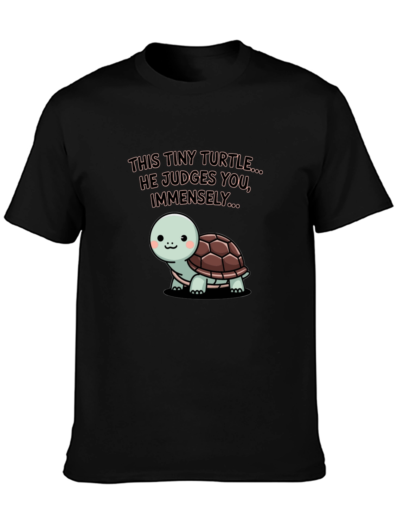Black Tiny Turtle Judges You Graphic Tee view 3