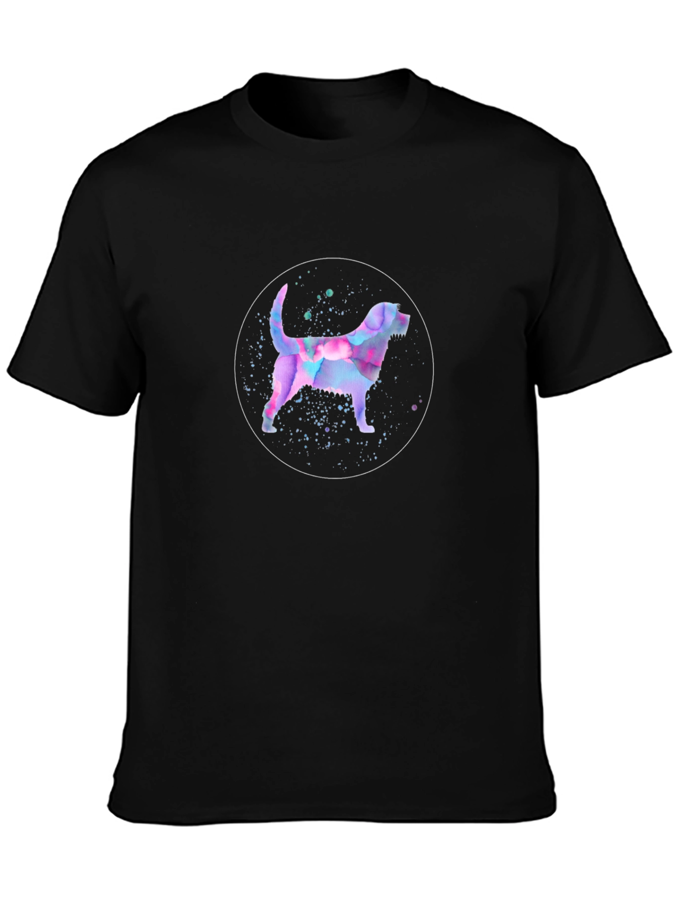 Dog Watercolor Graphic Tee - Unisex Black T-Shirt - 3