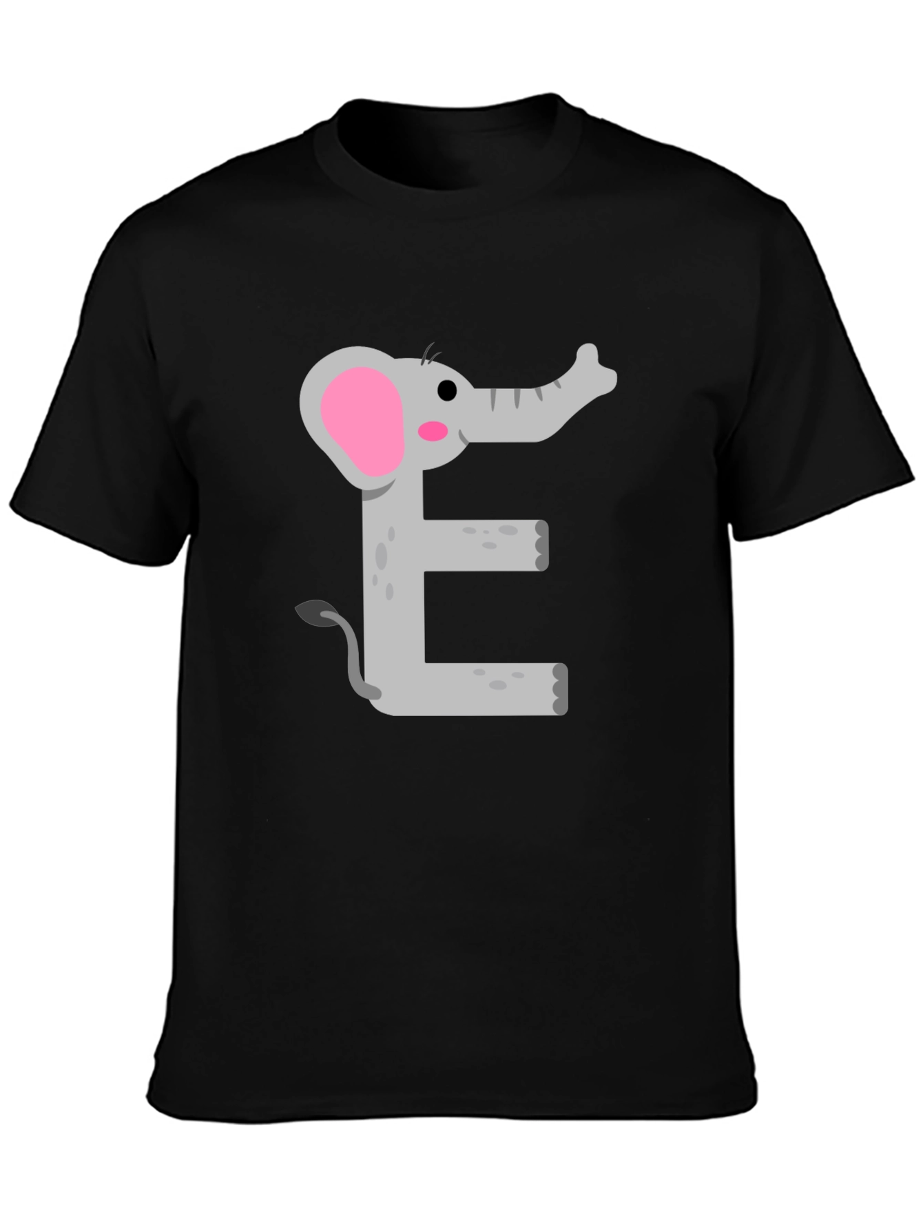 Black Elephant E Graphic Tee - Kids Alphabet Shirt view 3