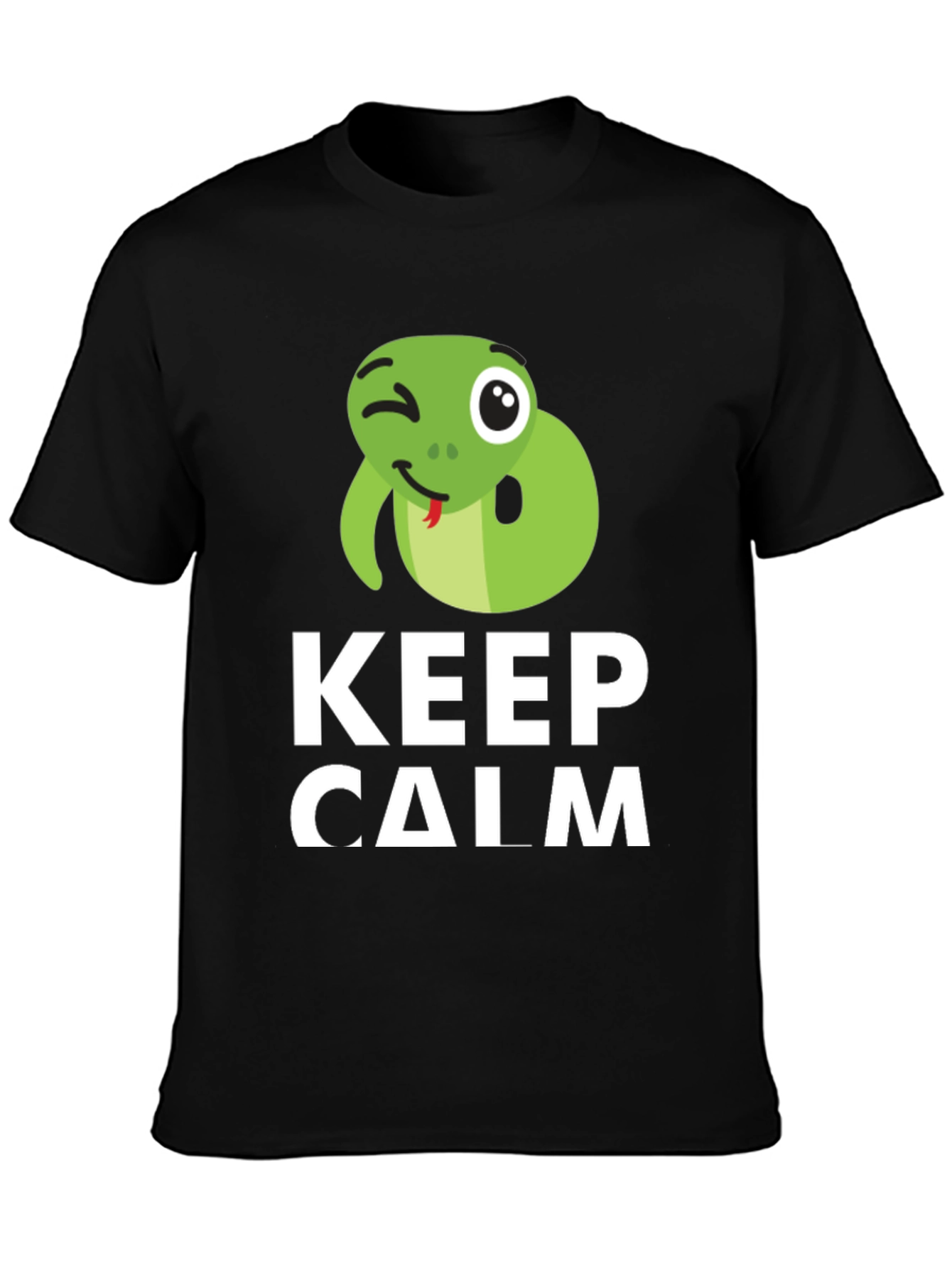 Black Keep Calm Snake Tee - Funny Graphic T-Shirt view 3