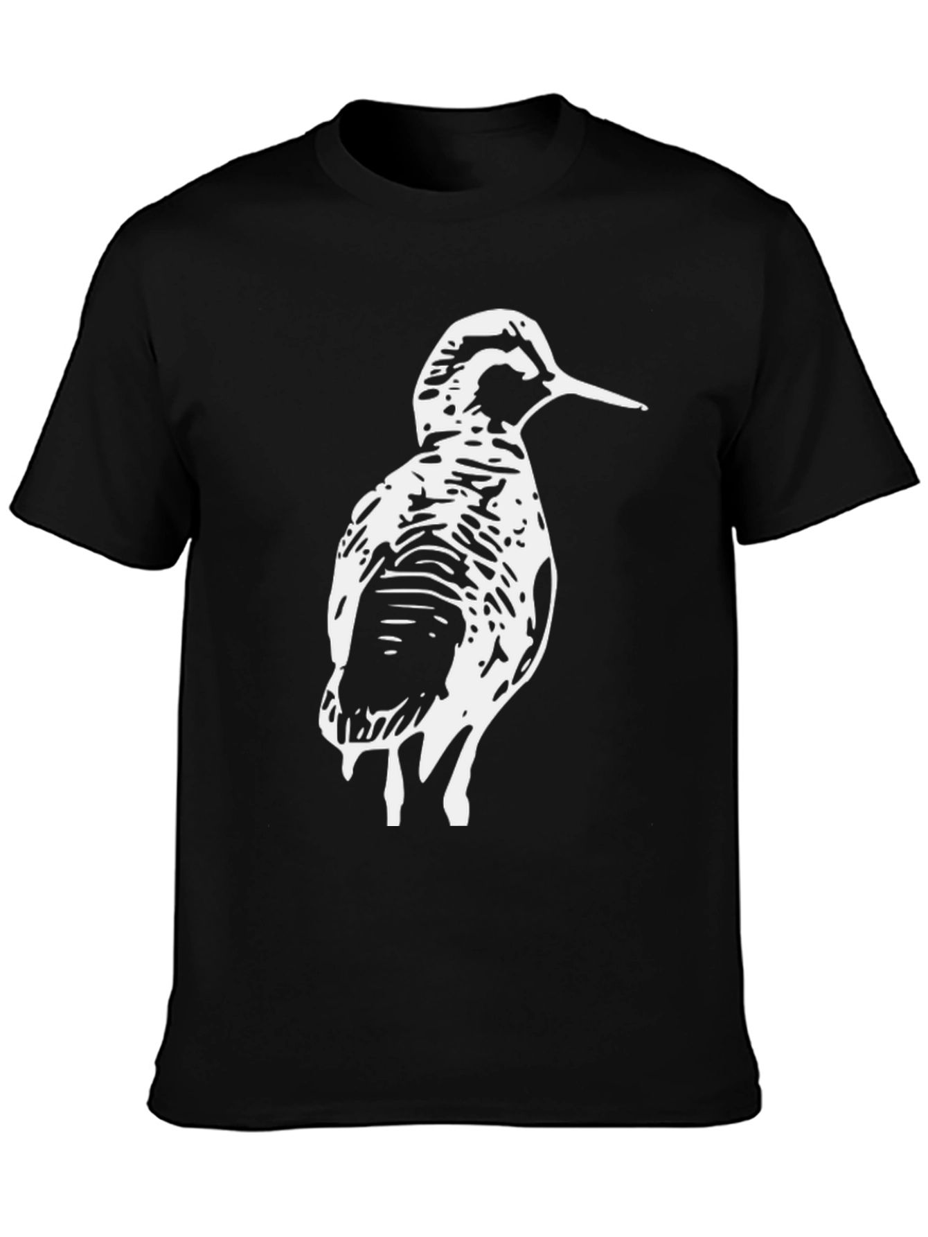 Black Woodcock Bird Graphic Tee - Black Cotton T-Shirt view 3