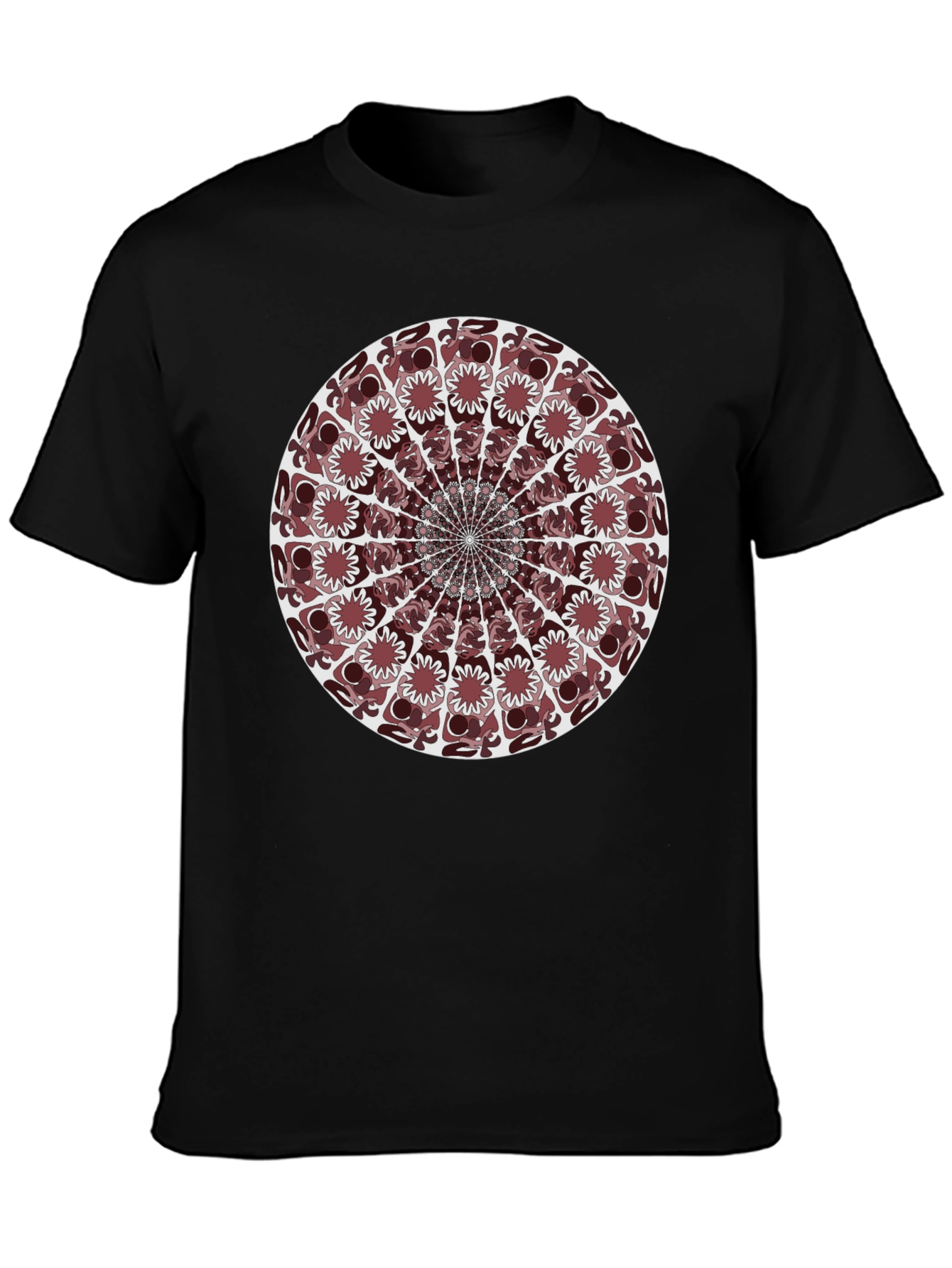 Black Abstract Mandala Graphic T-Shirt - Black view 3