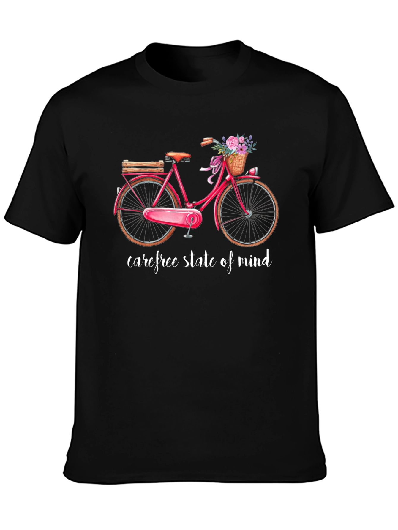 Black Carefree State of Mind Bicycle Graphic Tee view 3