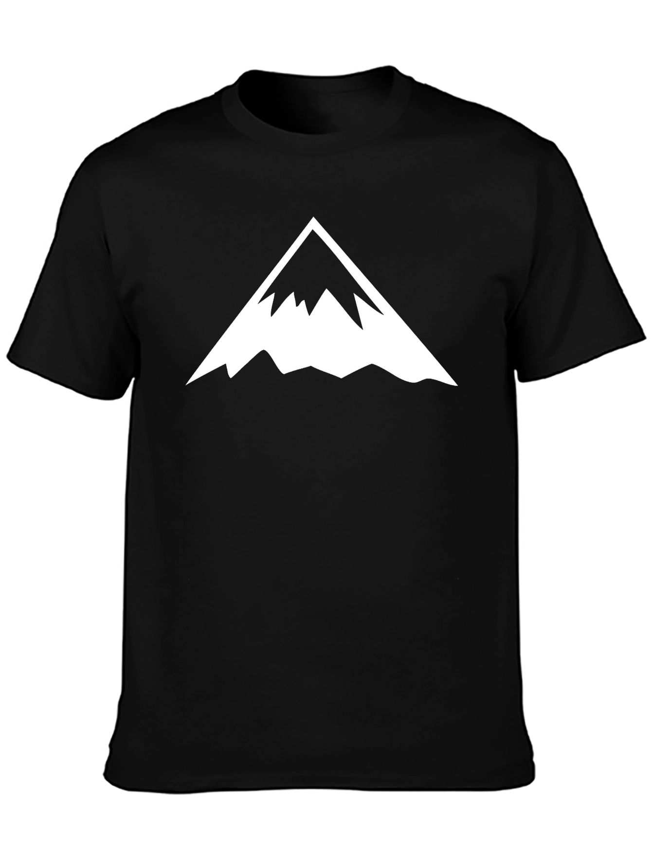 Black Men's Black T-Shirt with Mountain Peak Graphic view 3