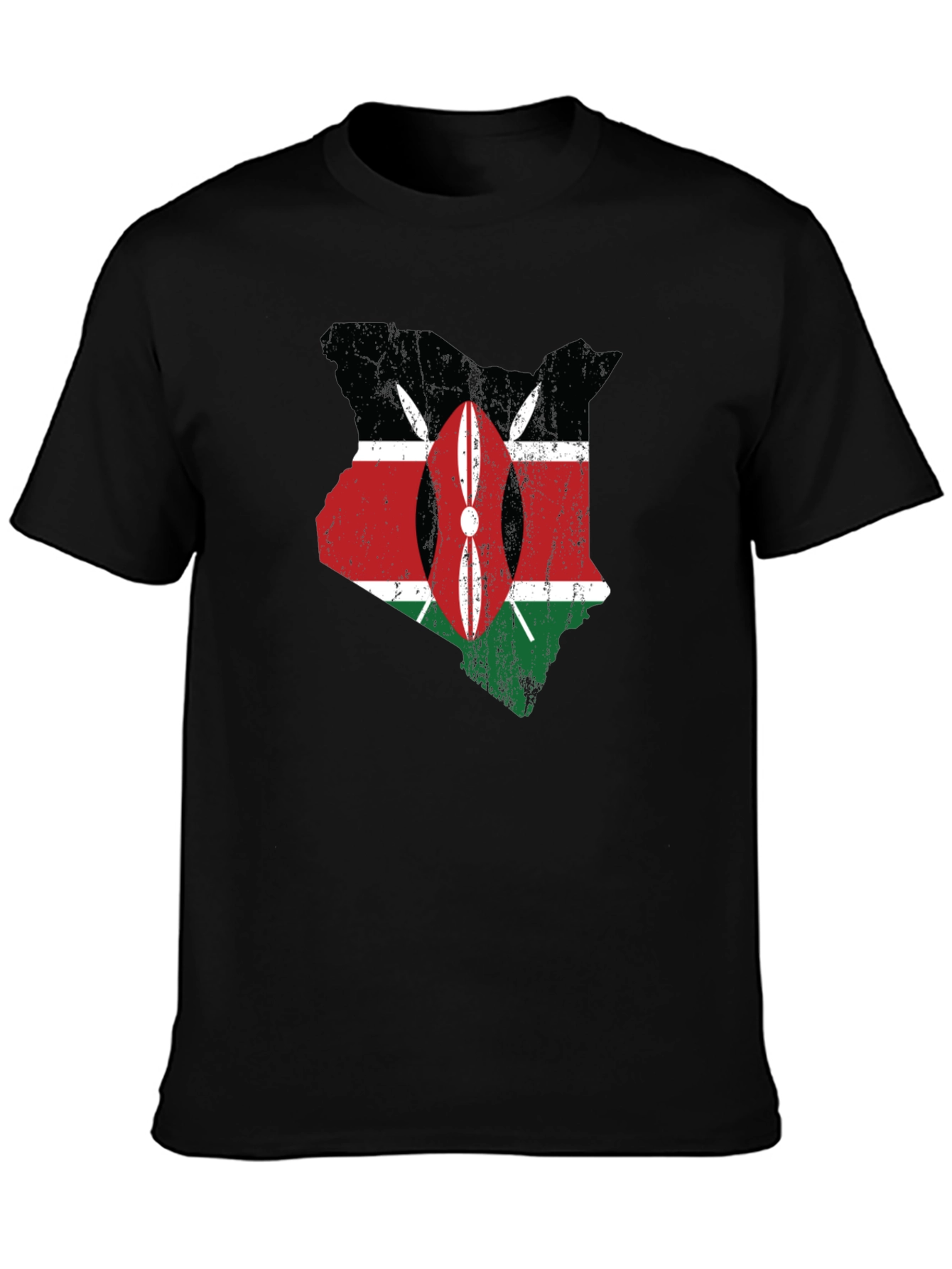 Kenya Flag Map T-Shirt - Distressed Graphic Tee - 3