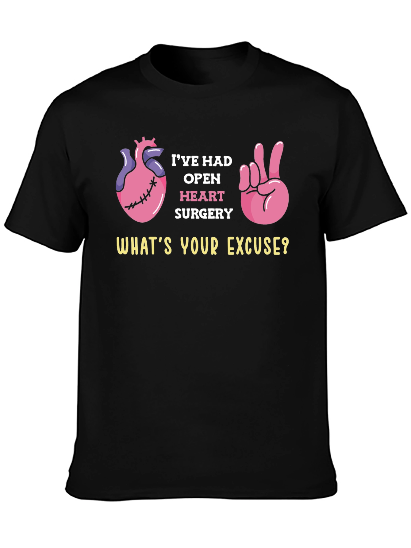 Black Open Heart Surgery Humor T-Shirt view 3