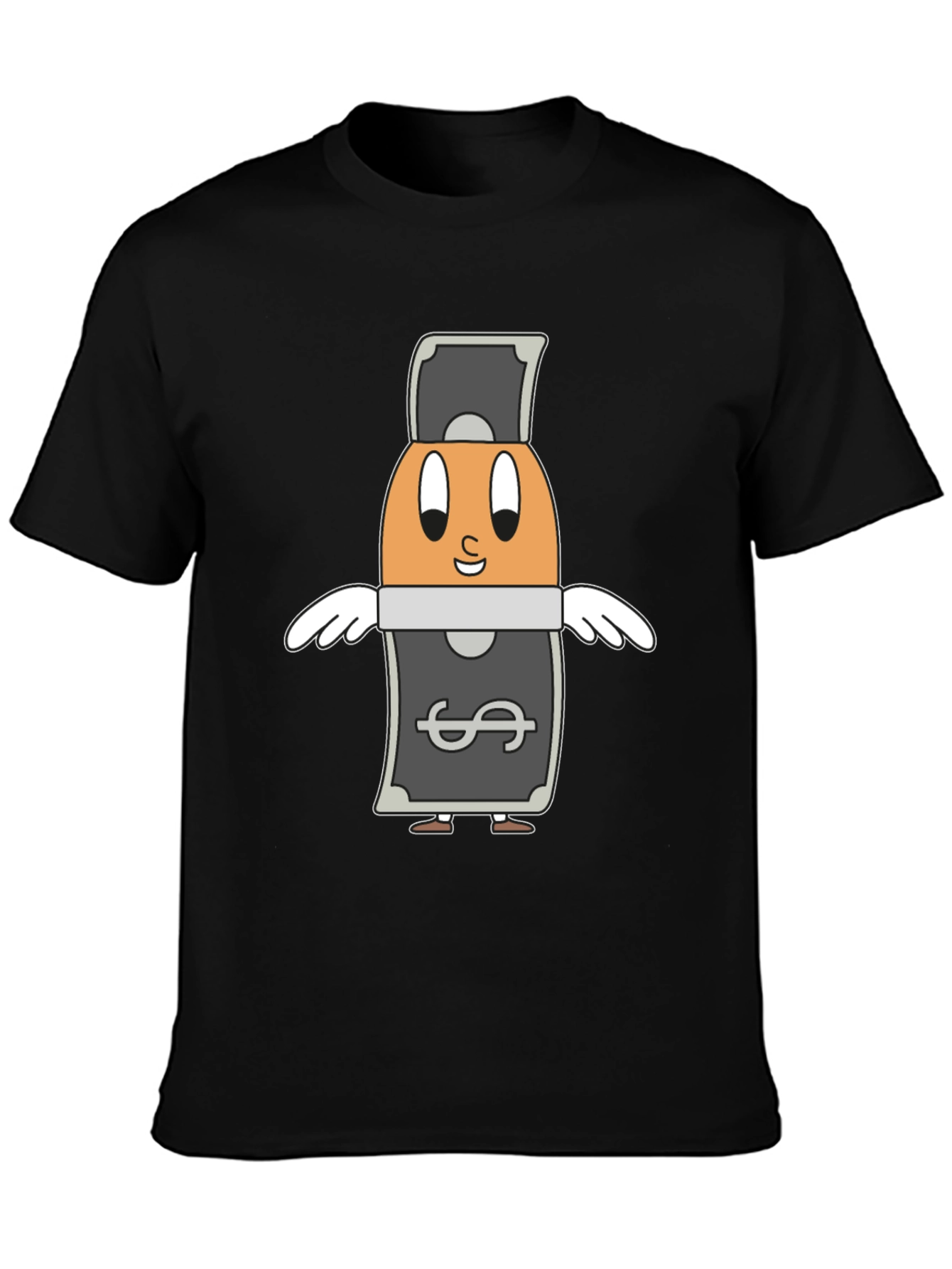 Black Cartoon Egg Money Black T-Shirt view 3