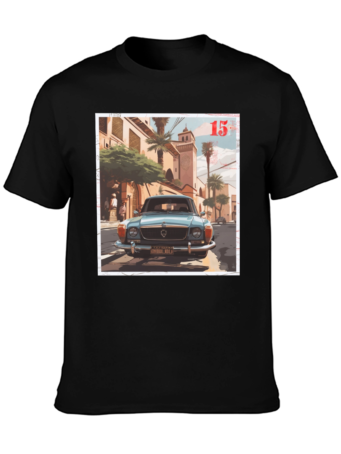 Black Vintage Car Graphic Tee - Men's Black T-Shirt view 3