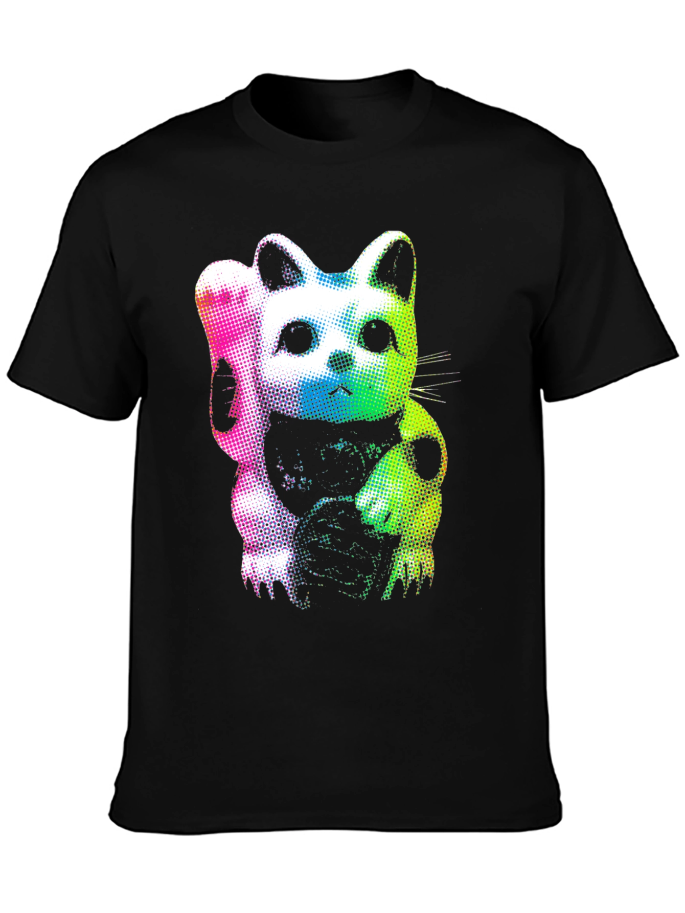 Black Lucky Cat Graphic Tee - Vibrant & Stylish view 3
