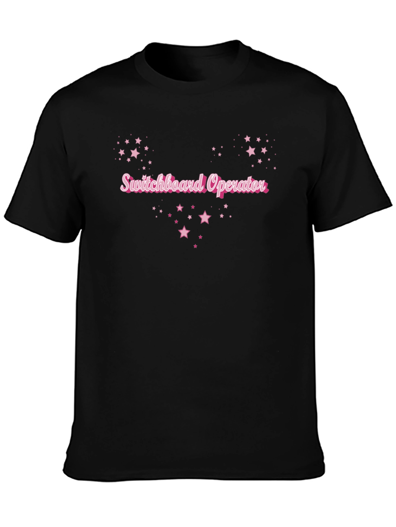 Black Switchboard Operator Pink Star T-Shirt view 3